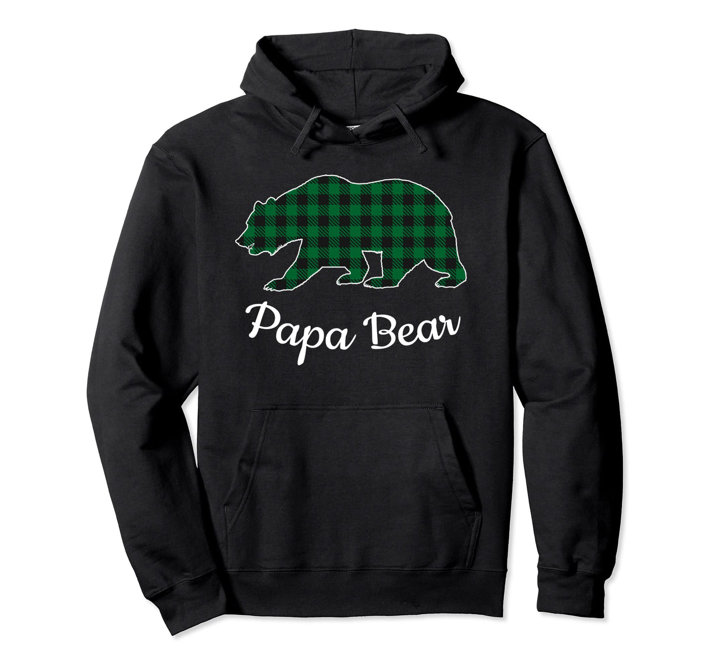 Papa Bear Pajama Green Buffalo Plaid Hoodie - Aesthetic Graphic for Adults - T-Shirt, Sweatshirt, Hoodie