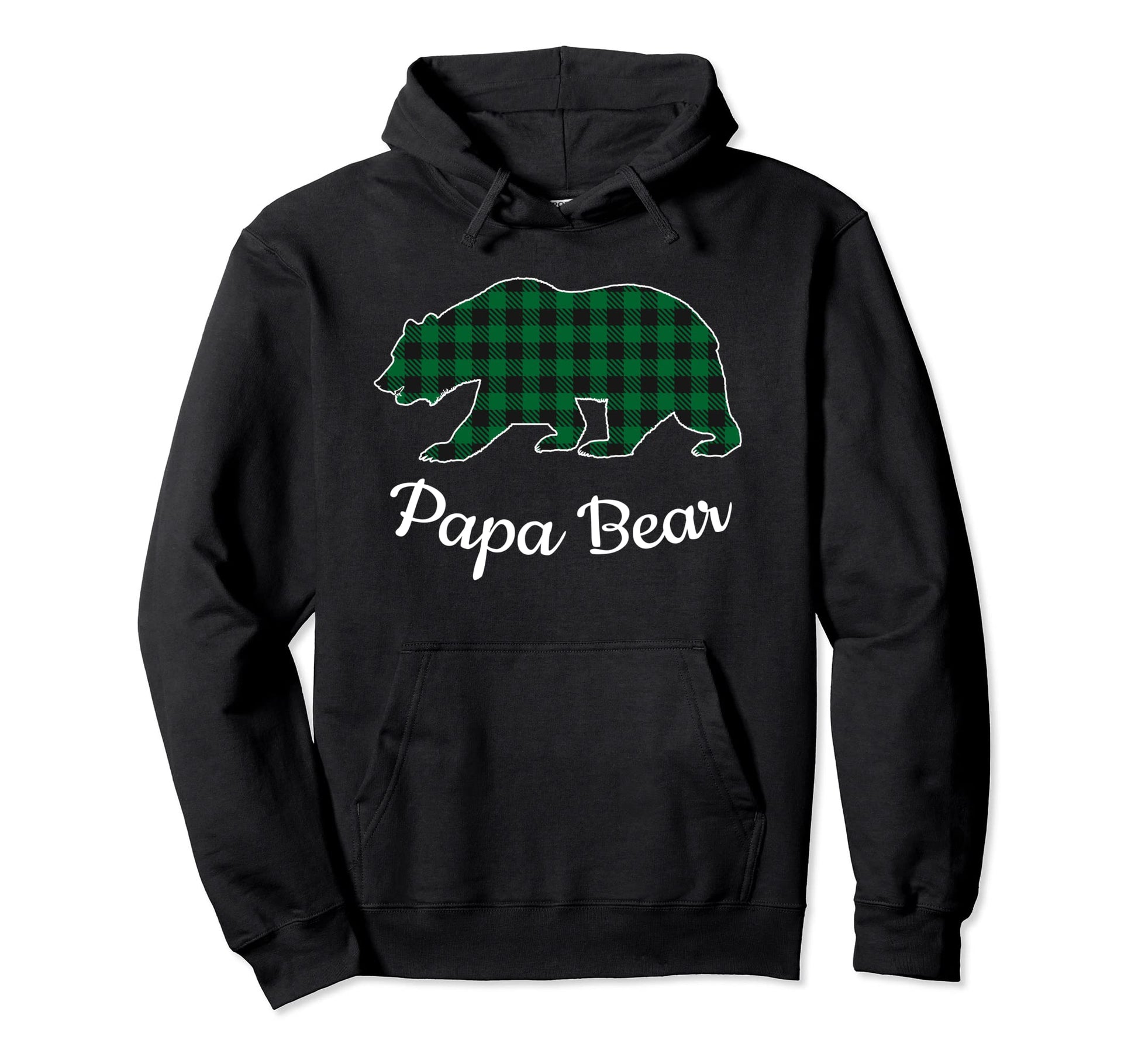 Papa Bear Pajama Green Buffalo Plaid Hoodie - Aesthetic Graphic for Adults - T-Shirt, Sweatshirt, Hoodie