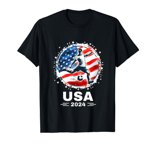 American Flag Soccer Player Soccer 2024 T-Shirt - Custom Art Print Unisex - T-Shirt, Sweatshirt, Hoodie
