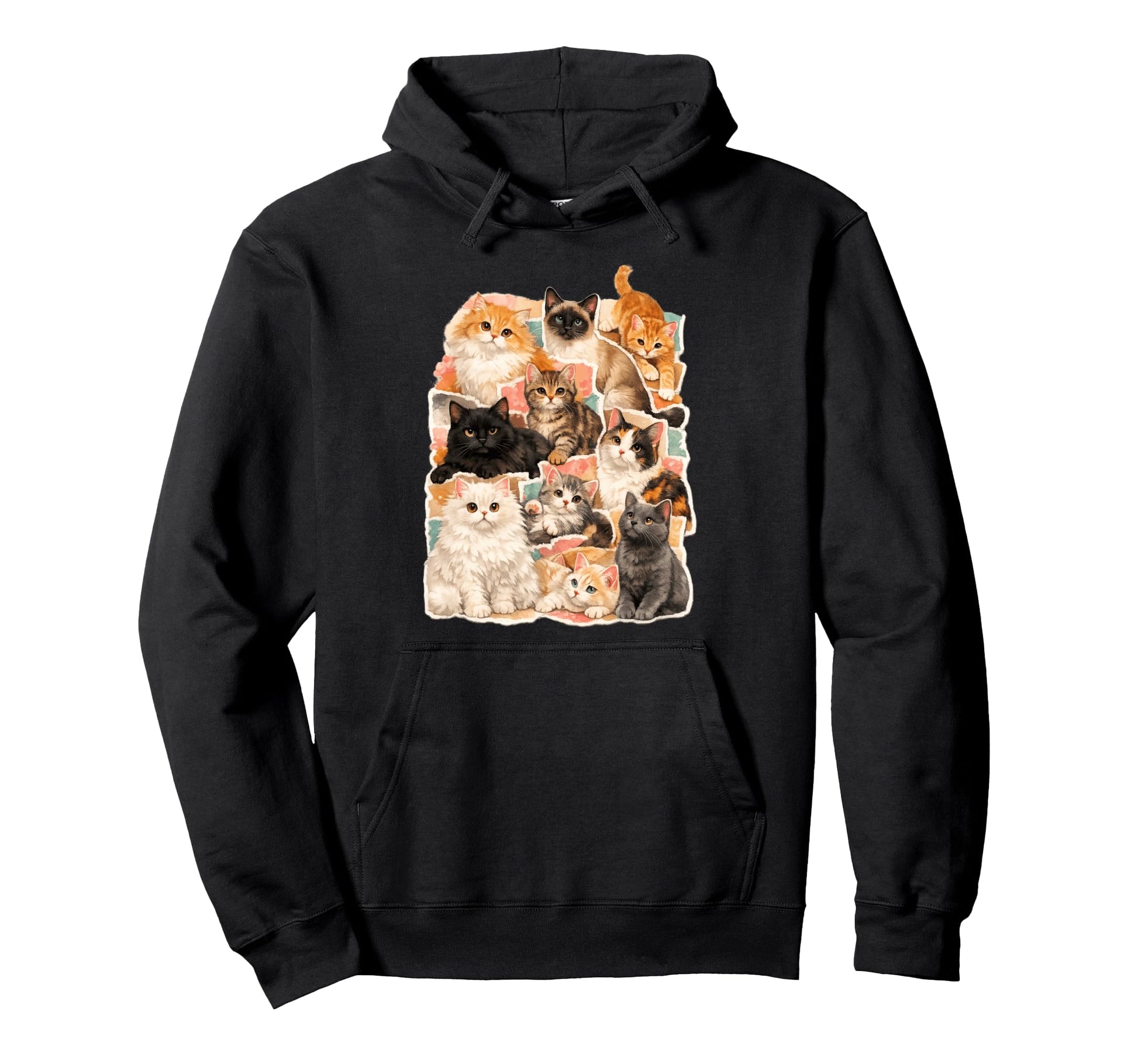 Cat Lover Cats Collage Feline Mom Dad Hoodie - Unique Graphic Men Women - T-Shirt, Sweatshirt, Hoodie