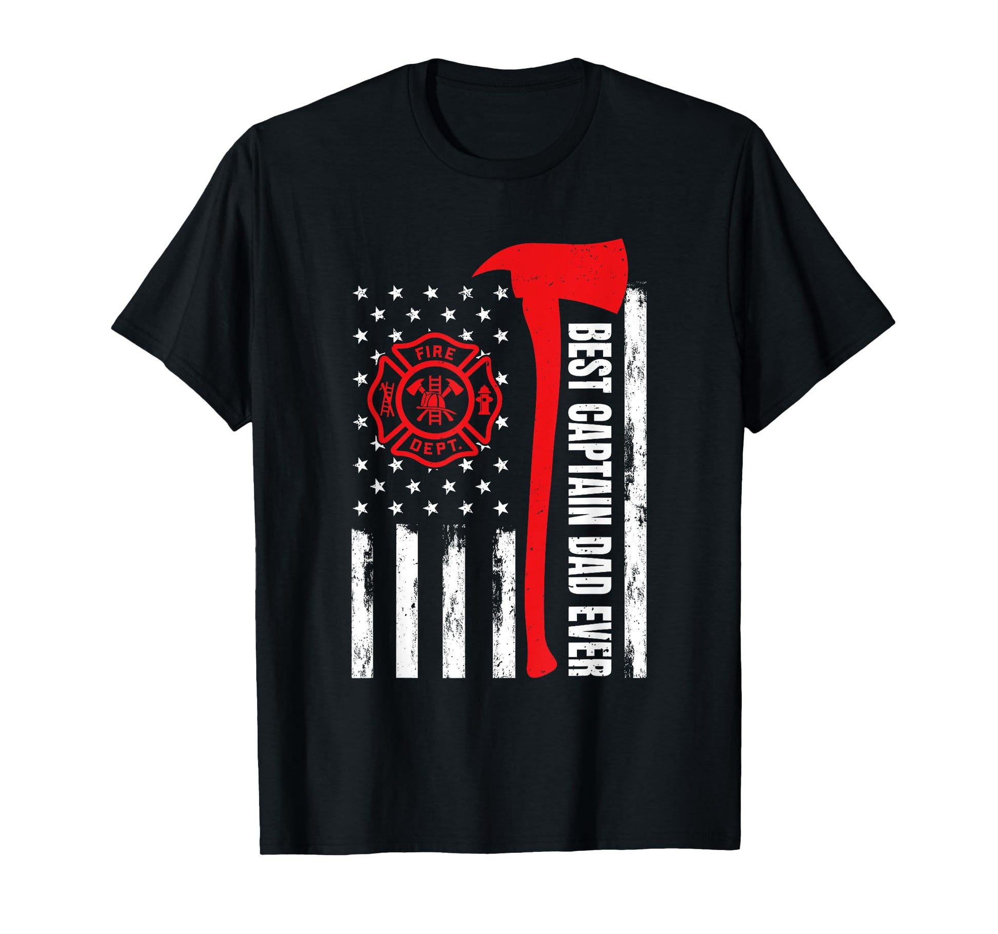 Red Line American Flag Dad Fireman Captain T-Shirt - Unique Graphic Unisex - T-Shirt, Sweatshirt, Hoodie