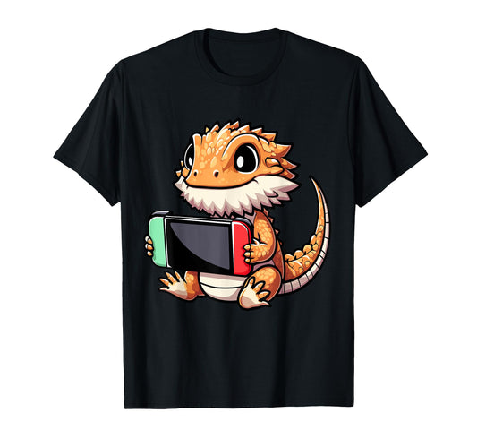 Bearded Dragon Gamer Funny Video T-Shirt - Custom Art Print for Adults - T-Shirt, Sweatshirt, Hoodie