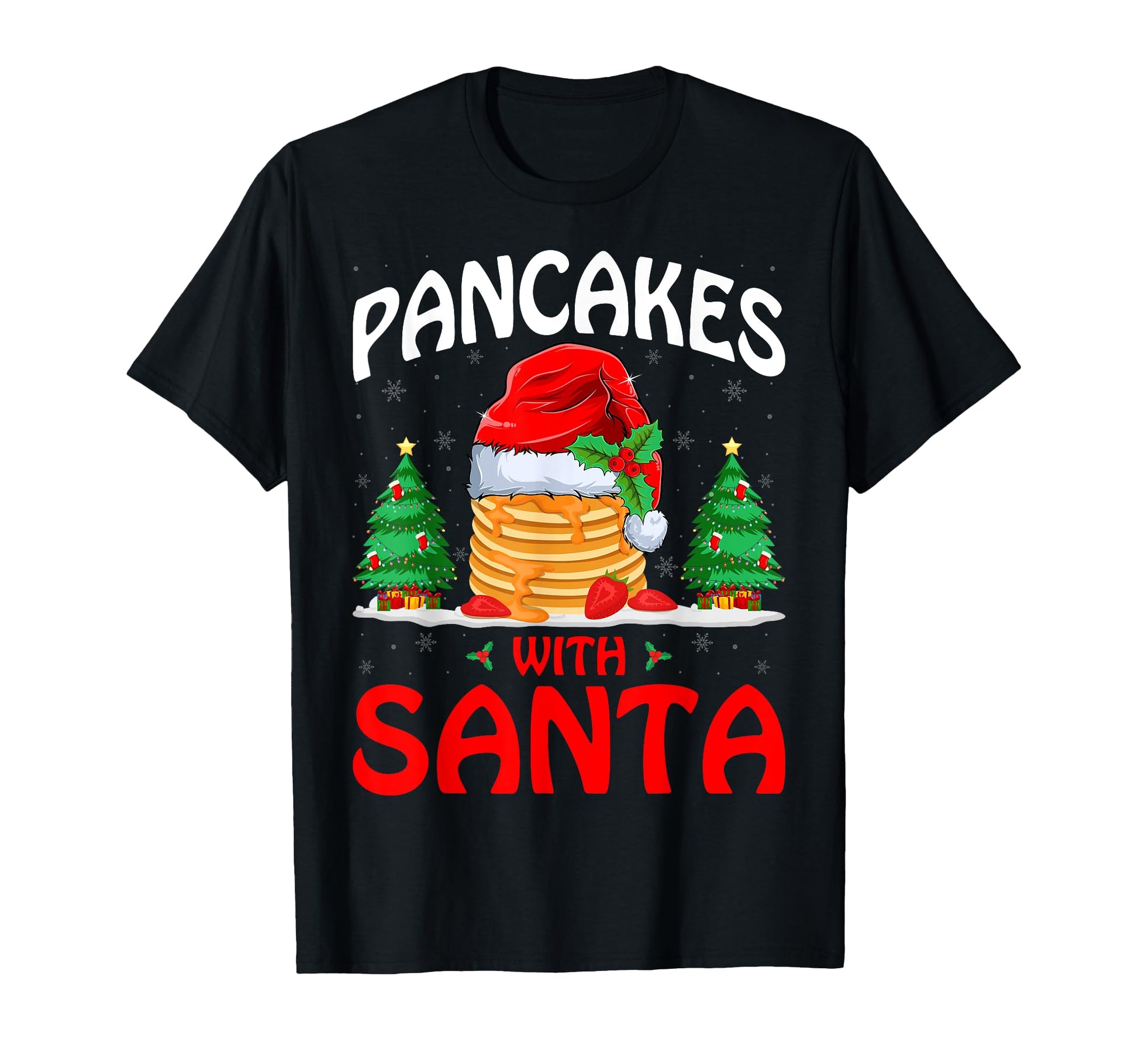 Pancakes Santa Pancakes Lover Santa Hat T-Shirt - Custom Art Print Unisex - T-Shirt, Sweatshirt, Hoodie