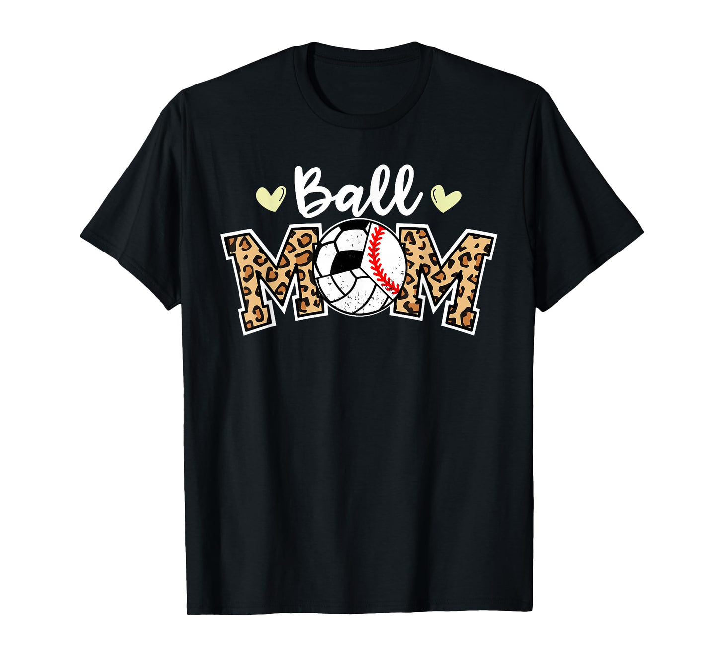 Ball Mom Leopard Baseball T-Shirt - Fun Novelty Design for Adults - T-Shirt, Sweatshirt, Hoodie