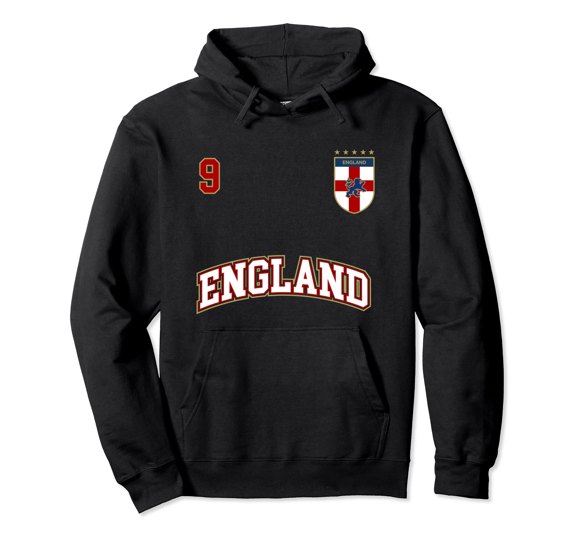 England Football Team Number 9 English Hoodie - Novelty Apparel for Adults - T-Shirt, Sweatshirt, Hoodie