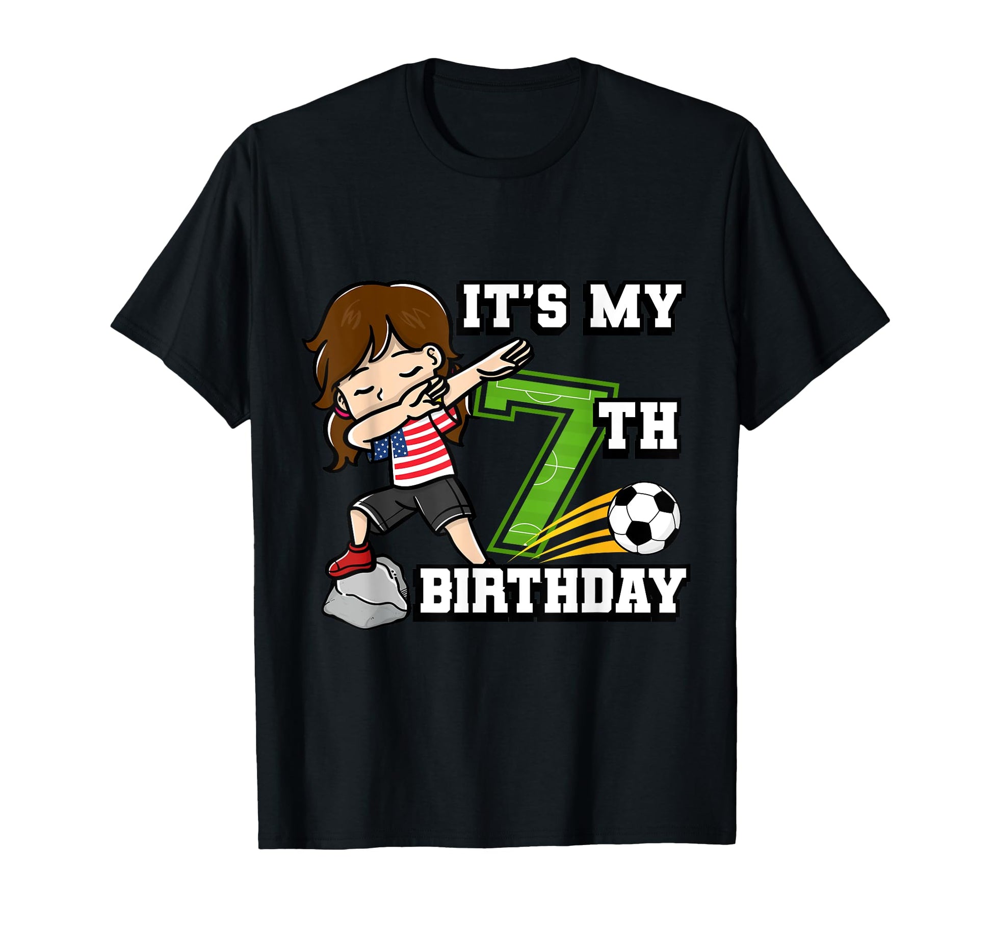 Soccer Its My 7Th Birthday American T-Shirt - Trendy Graphic for Adults - T-Shirt, Sweatshirt, Hoodie