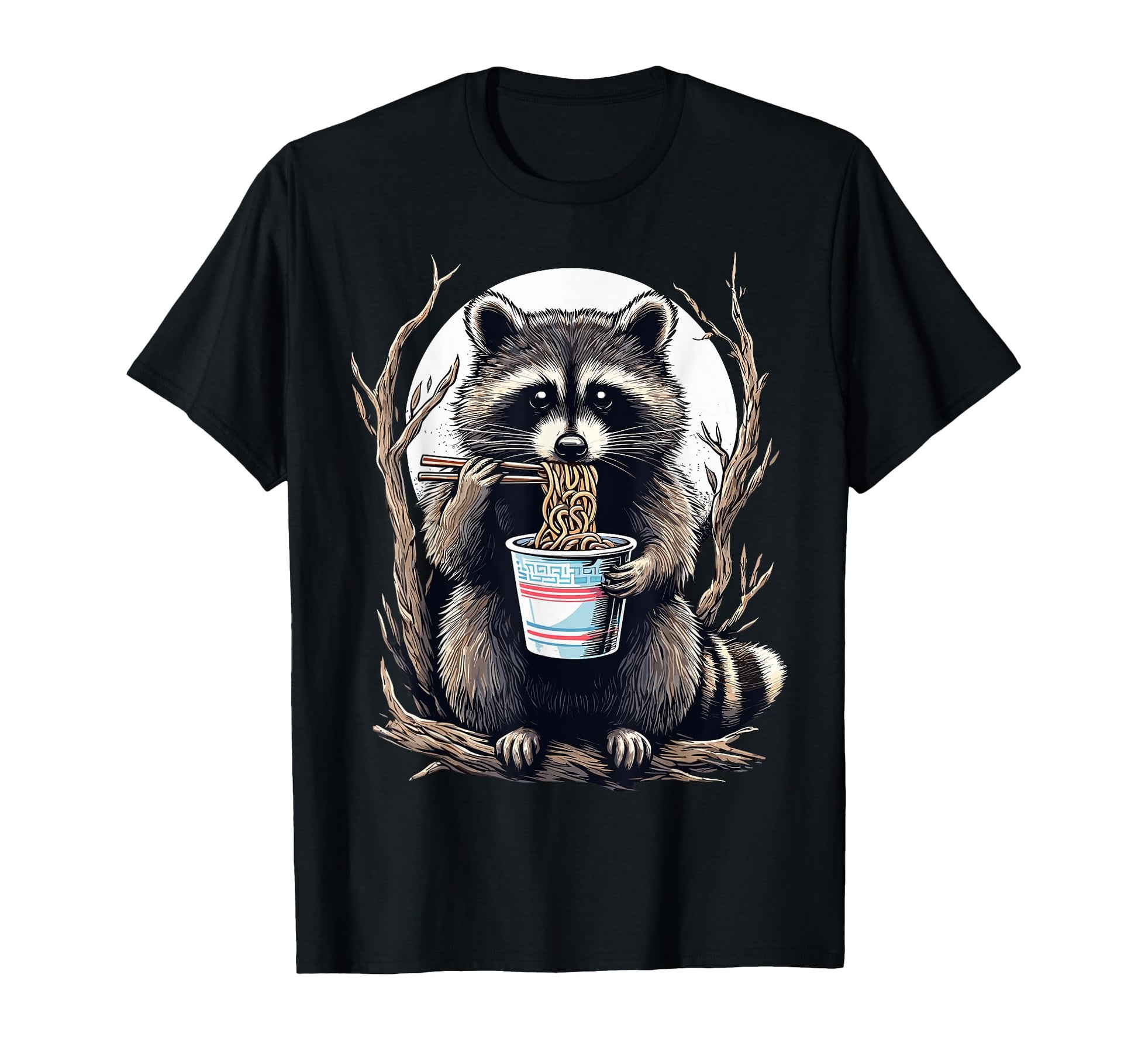 Raccoon Eating Instant Noodle Cup Funny T-Shirt - Trendy Graphic Men Women - T-Shirt, Sweatshirt, Hoodie