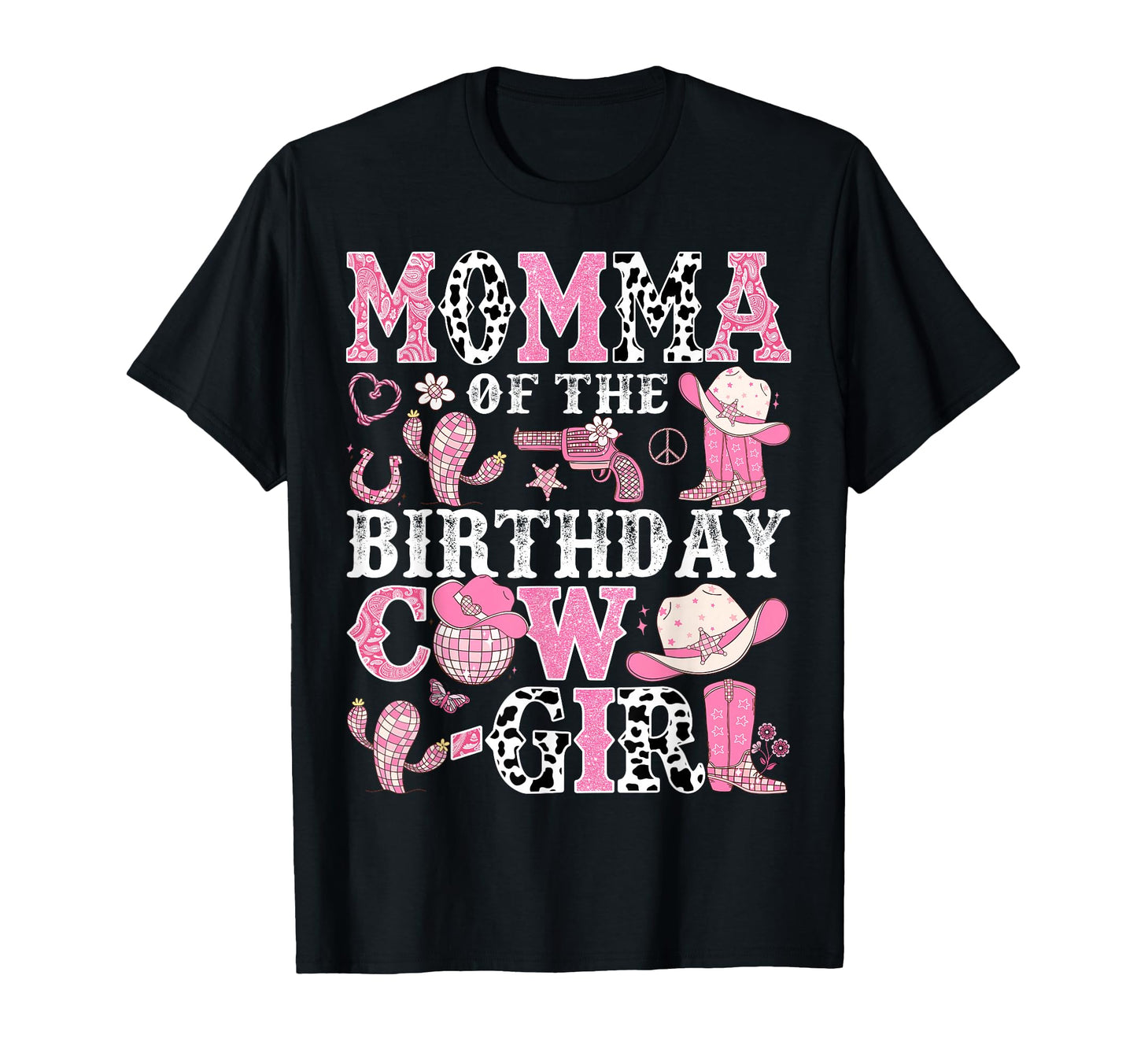 Momma Birthday Cow Rodeo Cowgirl T-Shirt - Trendy Graphic for Adults - T-Shirt, Sweatshirt, Hoodie