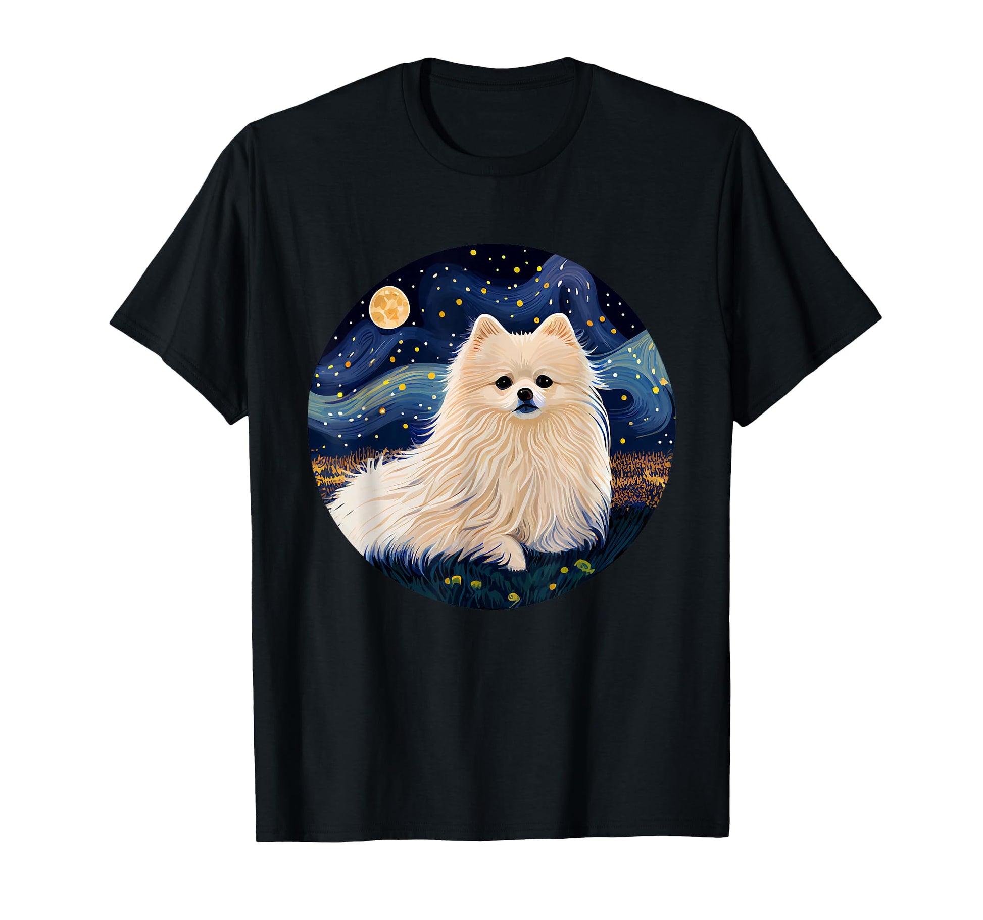 Funny Pomeranian White Starry T-Shirt - Casual Everyday Wear Men Women - T-Shirt, Sweatshirt, Hoodie