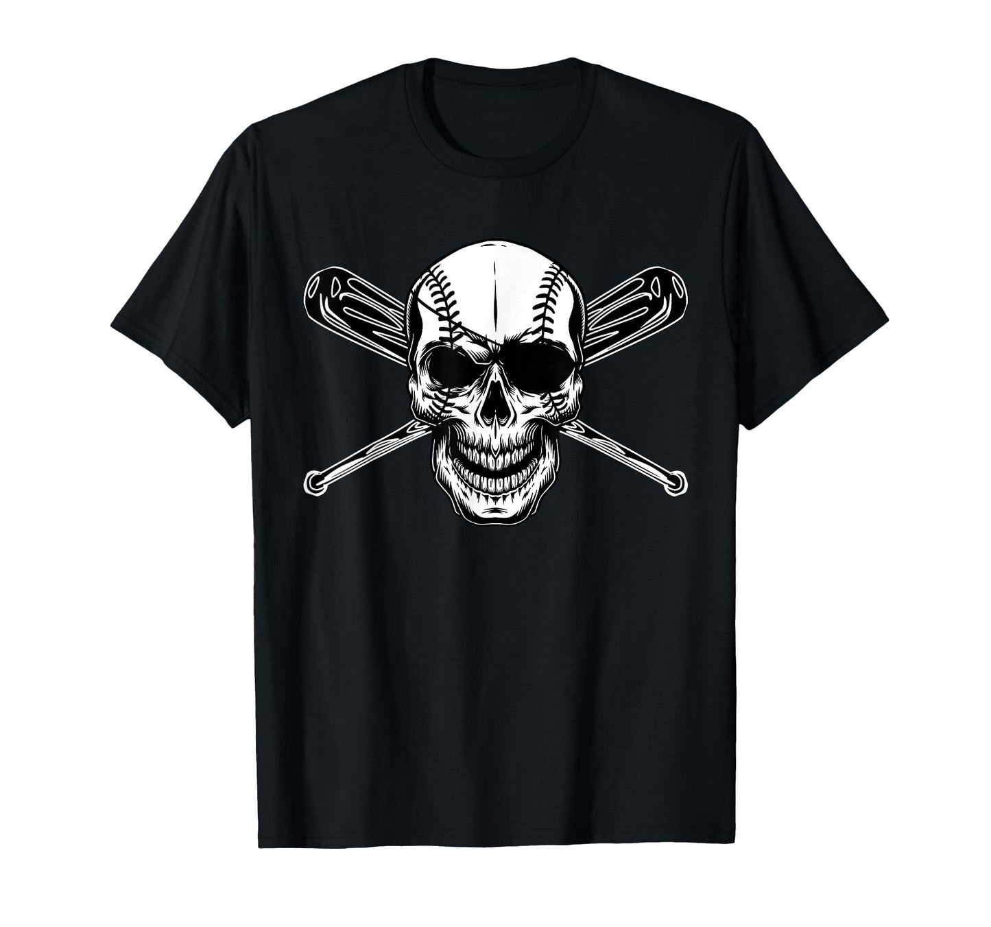 Baseball Pirate Seamed Skull Eye T-Shirt - Novelty Apparel for Adults - T-Shirt, Sweatshirt, Hoodie