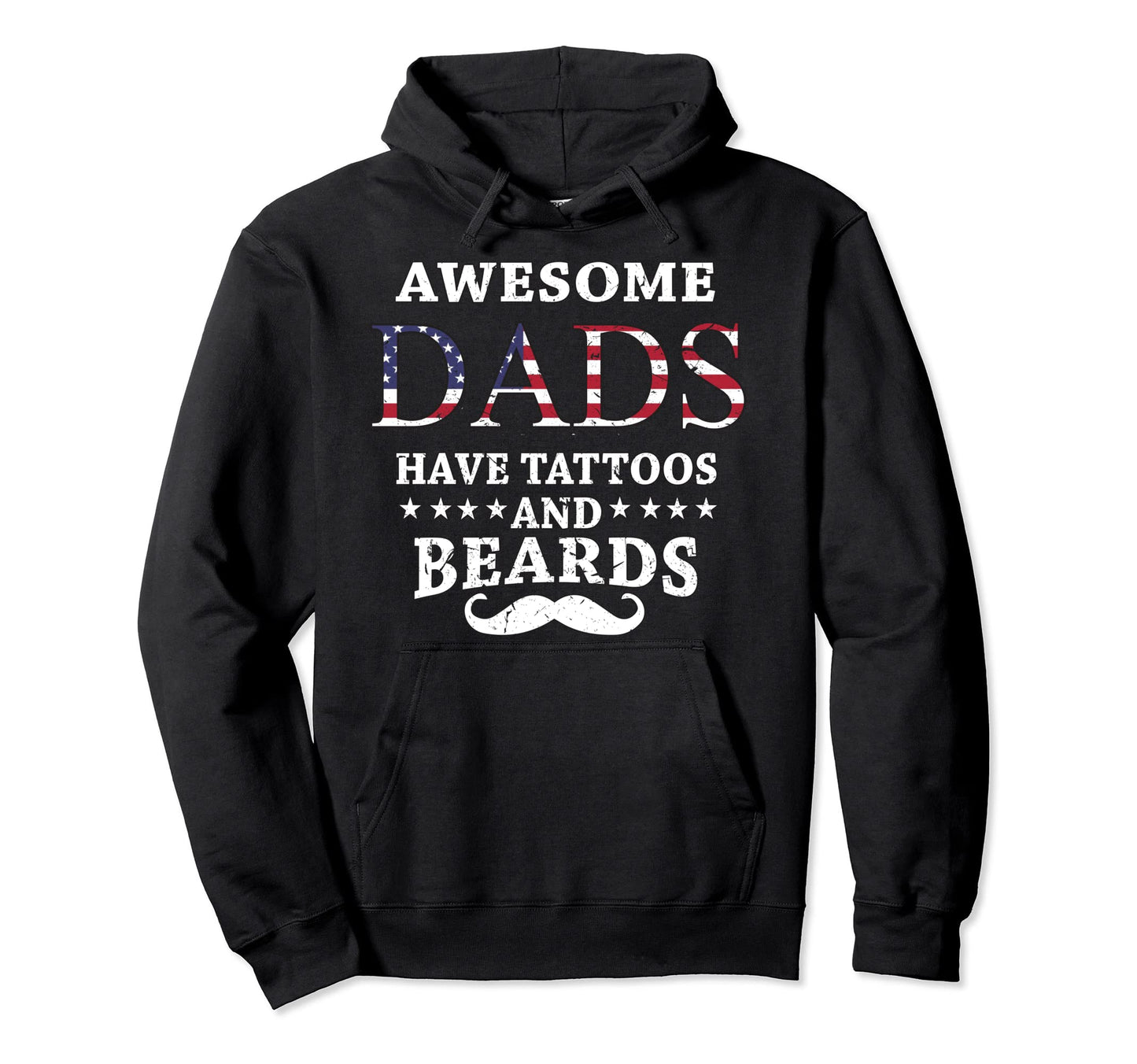 Awesome Dads Have Tattoos And Beards Hoodie - Minimalist Print for Adults - T-Shirt, Sweatshirt, Hoodie