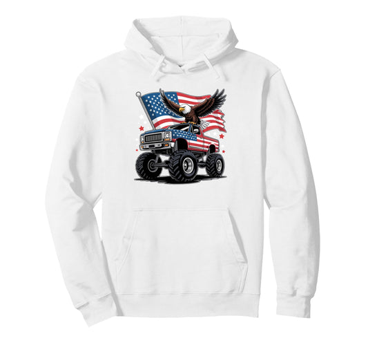Bald Eagle 4Th July American Flag Hoodie - Graphic Print Men Women - T-Shirt, Sweatshirt, Hoodie