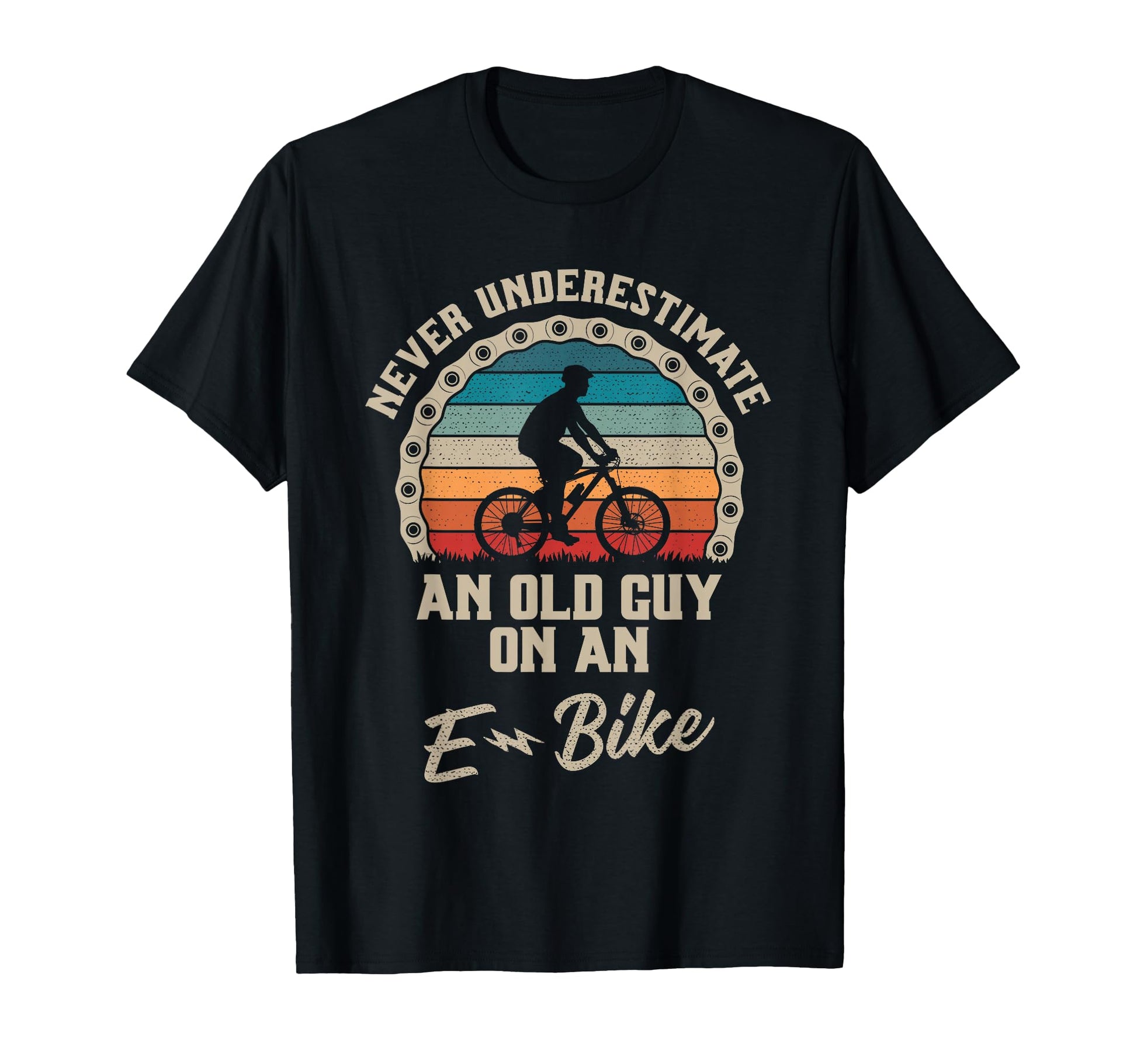 Never Underestimate Old Guy E Bike T-Shirt - Trendy Graphic Men Women - T-Shirt, Sweatshirt, Hoodie