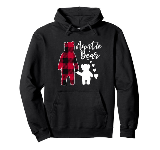 Auntie Bear Pajama Red Buffalo Plaid Hoodie - Unique Graphic for Adults - T-Shirt, Sweatshirt, Hoodie