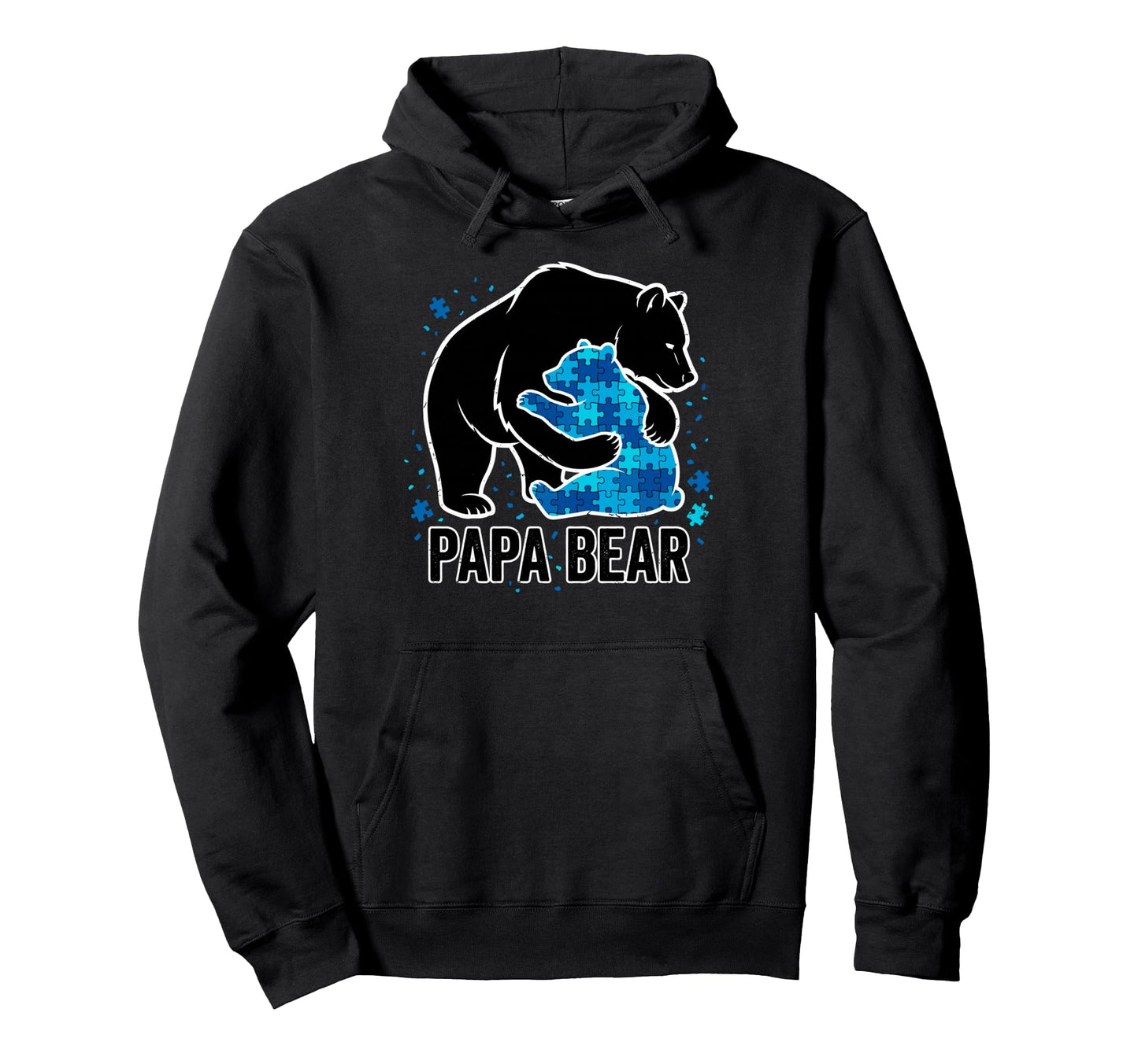 Papa Bear Autism Awareness Puzzle Hoodie - Fun Novelty Design for Adults - T-Shirt, Sweatshirt, Hoodie