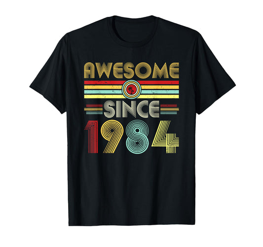 Awesome Since 1984 Year Birth Birthday T-Shirt - Minimalist Print Unisex - T-Shirt, Sweatshirt, Hoodie