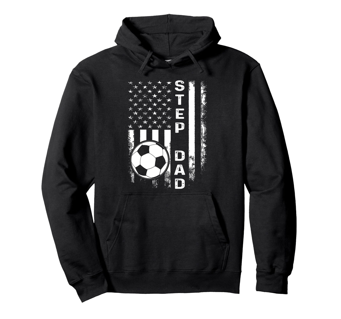 Soccer Step Dad American Flag Hoodie - Graphic Print Men Women - T-Shirt, Sweatshirt, Hoodie