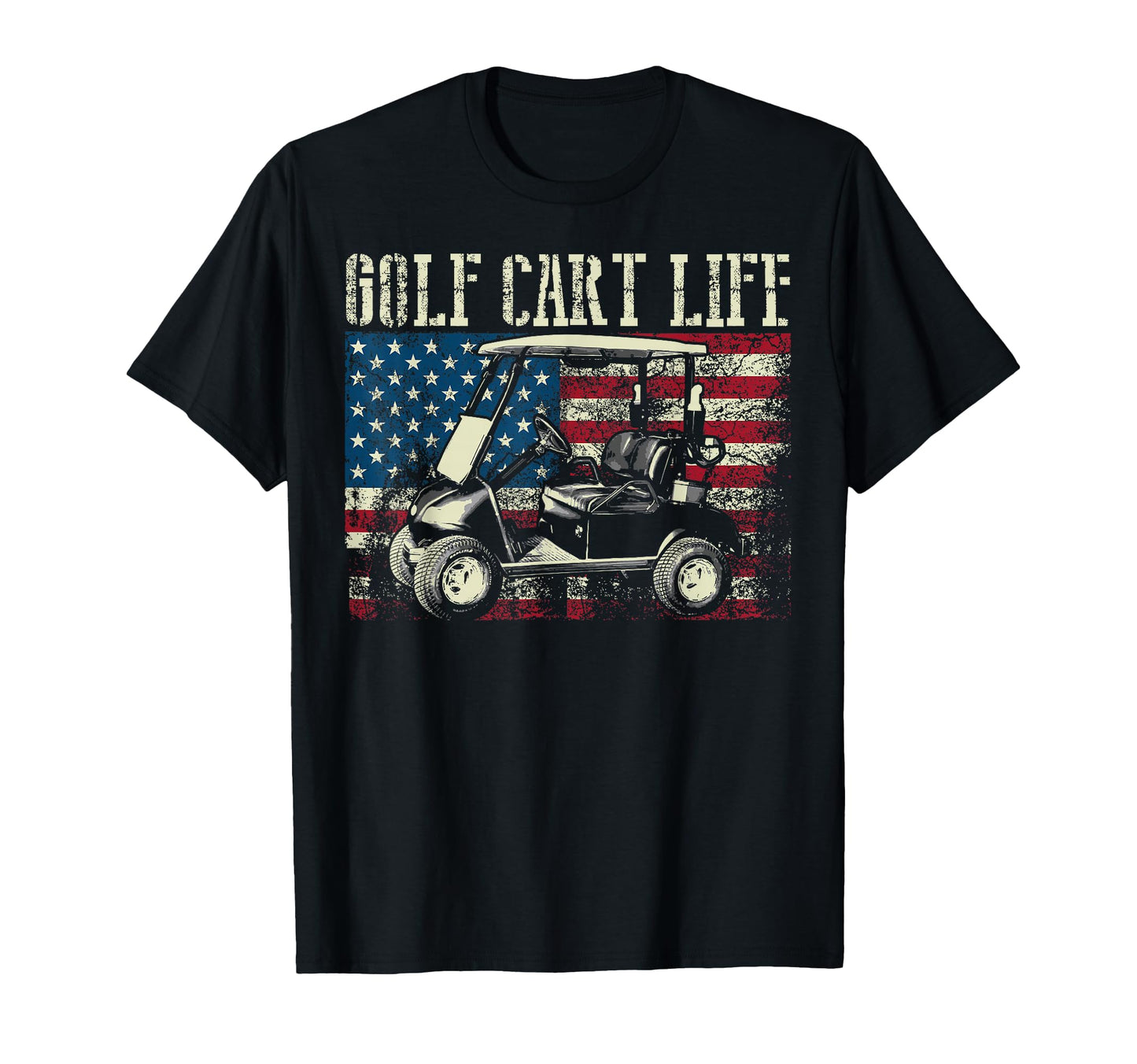 Golf Cart Us Flag Funny Golfing Gift T-Shirt - Custom Art Print Men Women - T-Shirt, Sweatshirt, Hoodie