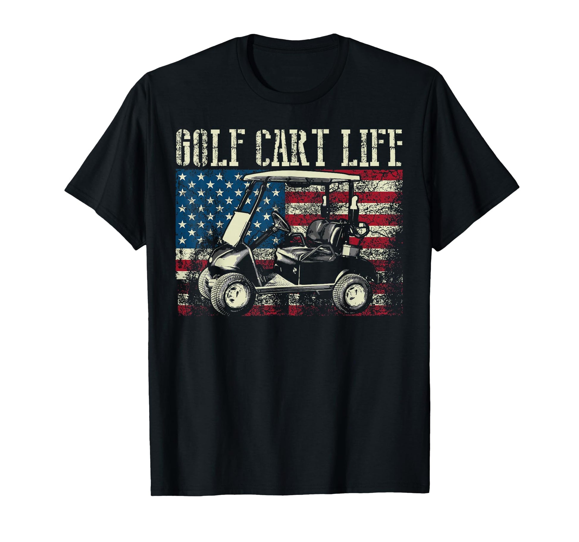 Golf Cart Us Flag Funny Golfing Gift T-Shirt - Custom Art Print Men Women - T-Shirt, Sweatshirt, Hoodie