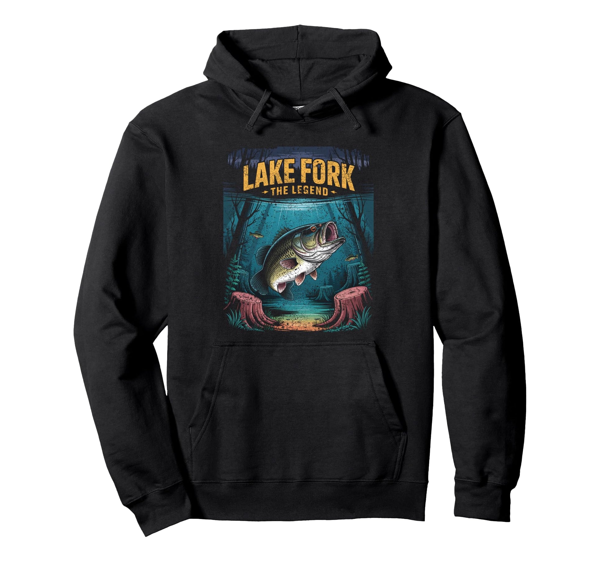 Fly Fishing Lake Fork Legend Largemouth Hoodie - Graphic Print Men Women - T-Shirt, Sweatshirt, Hoodie