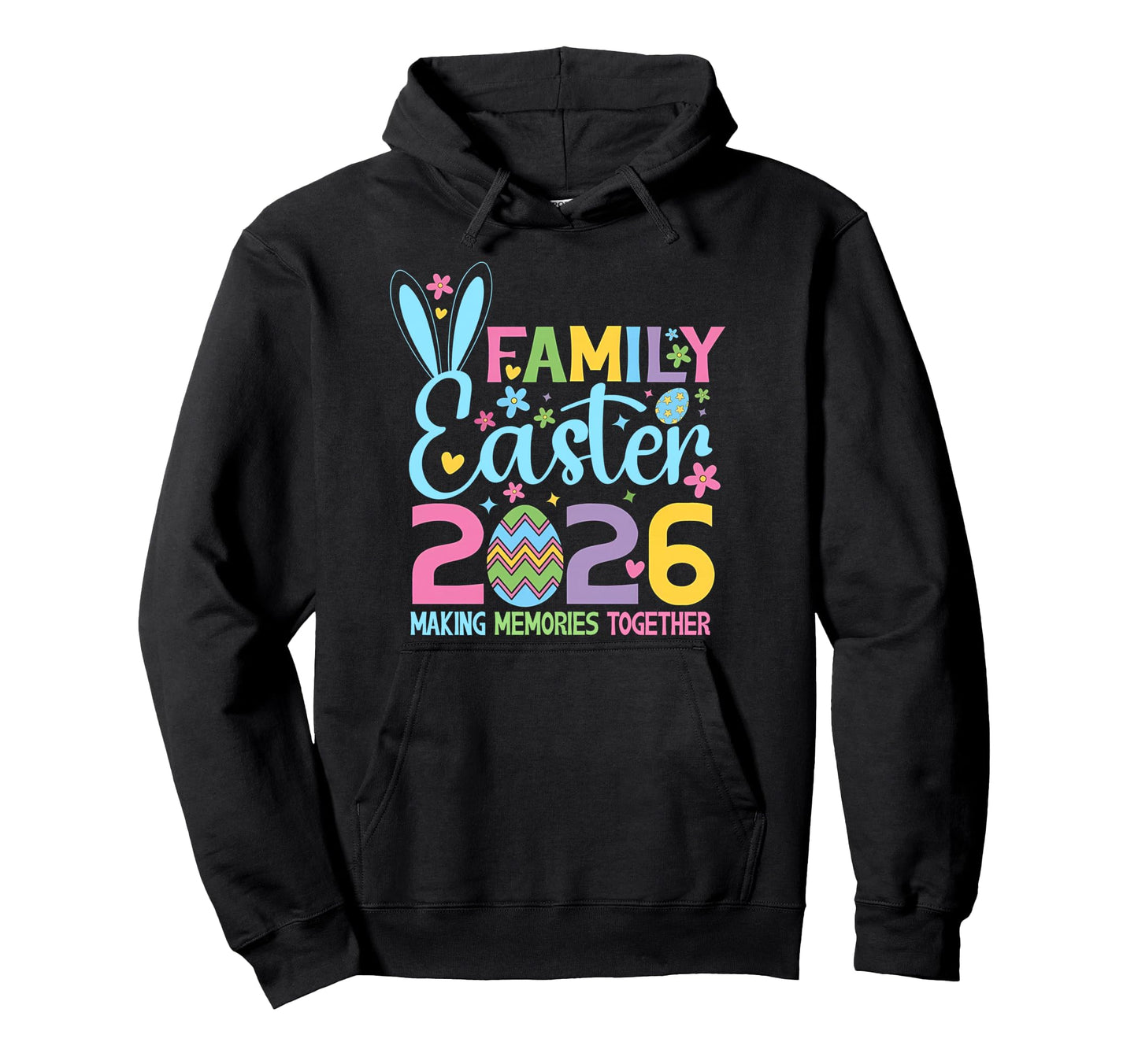 Happy Family Easter 2026 Spring Bunny Hoodie - Minimalist Print for Adults - T-Shirt, Sweatshirt, Hoodie