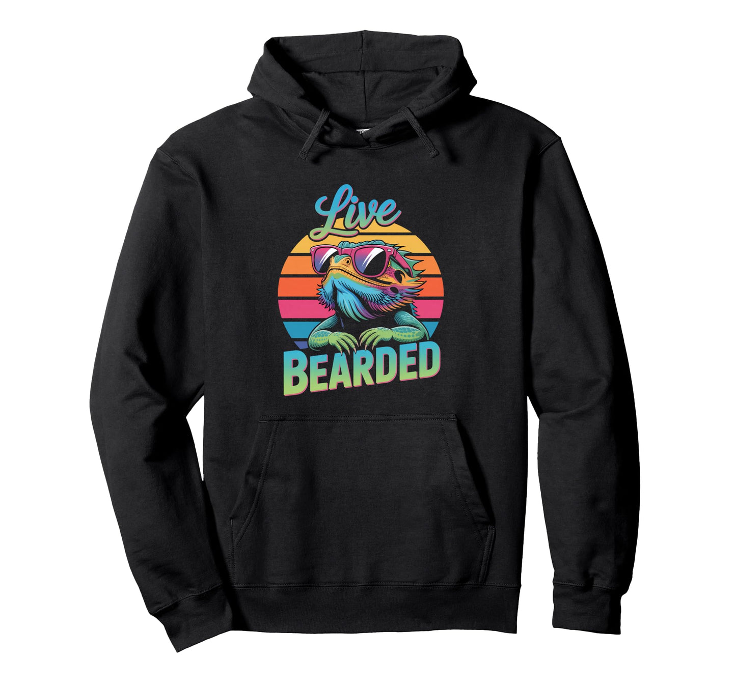 Live Bearded Bearded Dragon Wearing Hoodie - Custom Art Print Men Women - T-Shirt, Sweatshirt, Hoodie