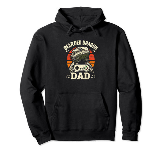 Bearded Dragon Dad Video Game Lizard Hoodie - Novelty Apparel Men Women - T-Shirt, Sweatshirt, Hoodie