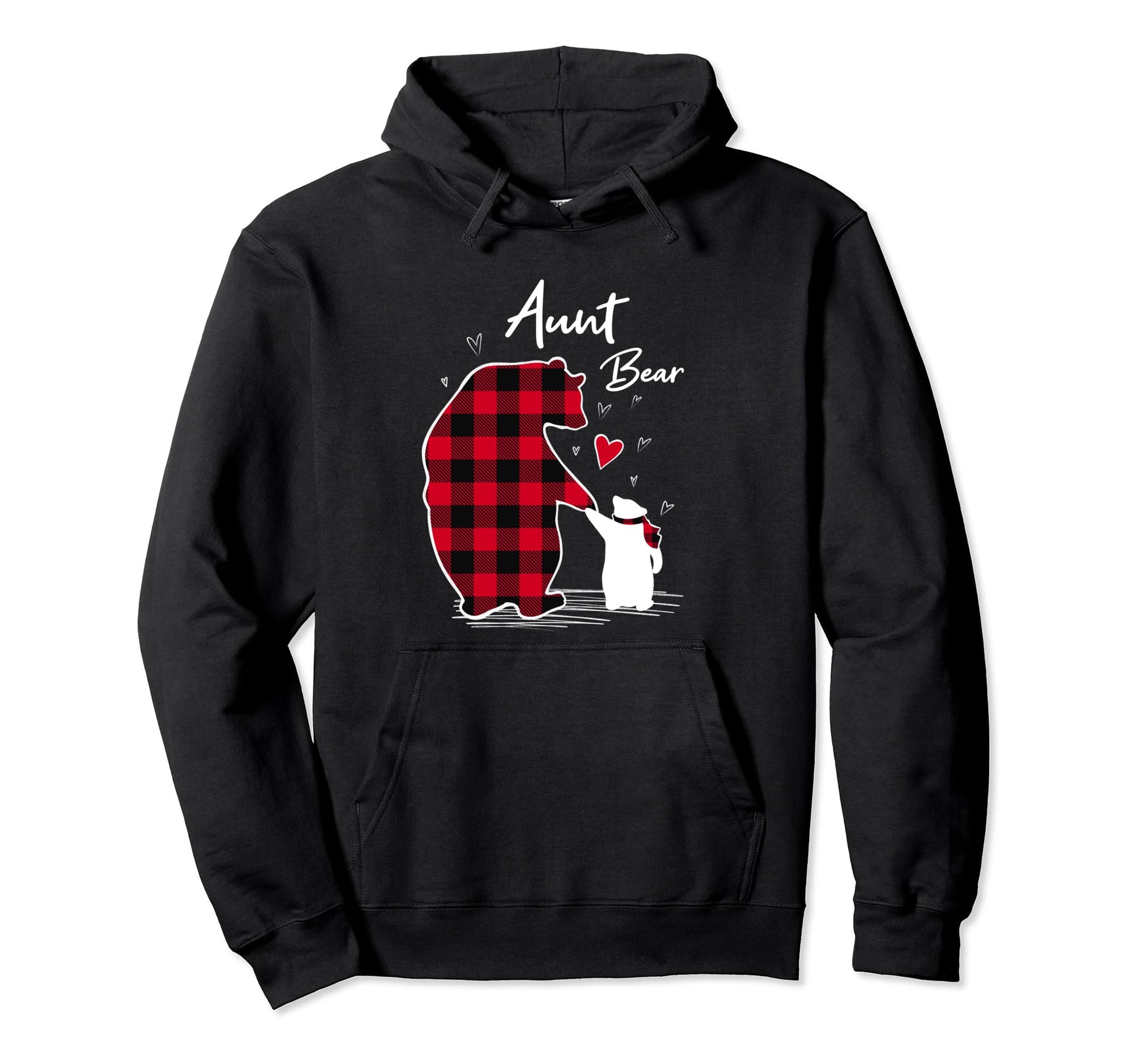 Aunt Bear Pajama Red Buffalo Plaid Hoodie - Trendy Graphic Unisex - T-Shirt, Sweatshirt, Hoodie