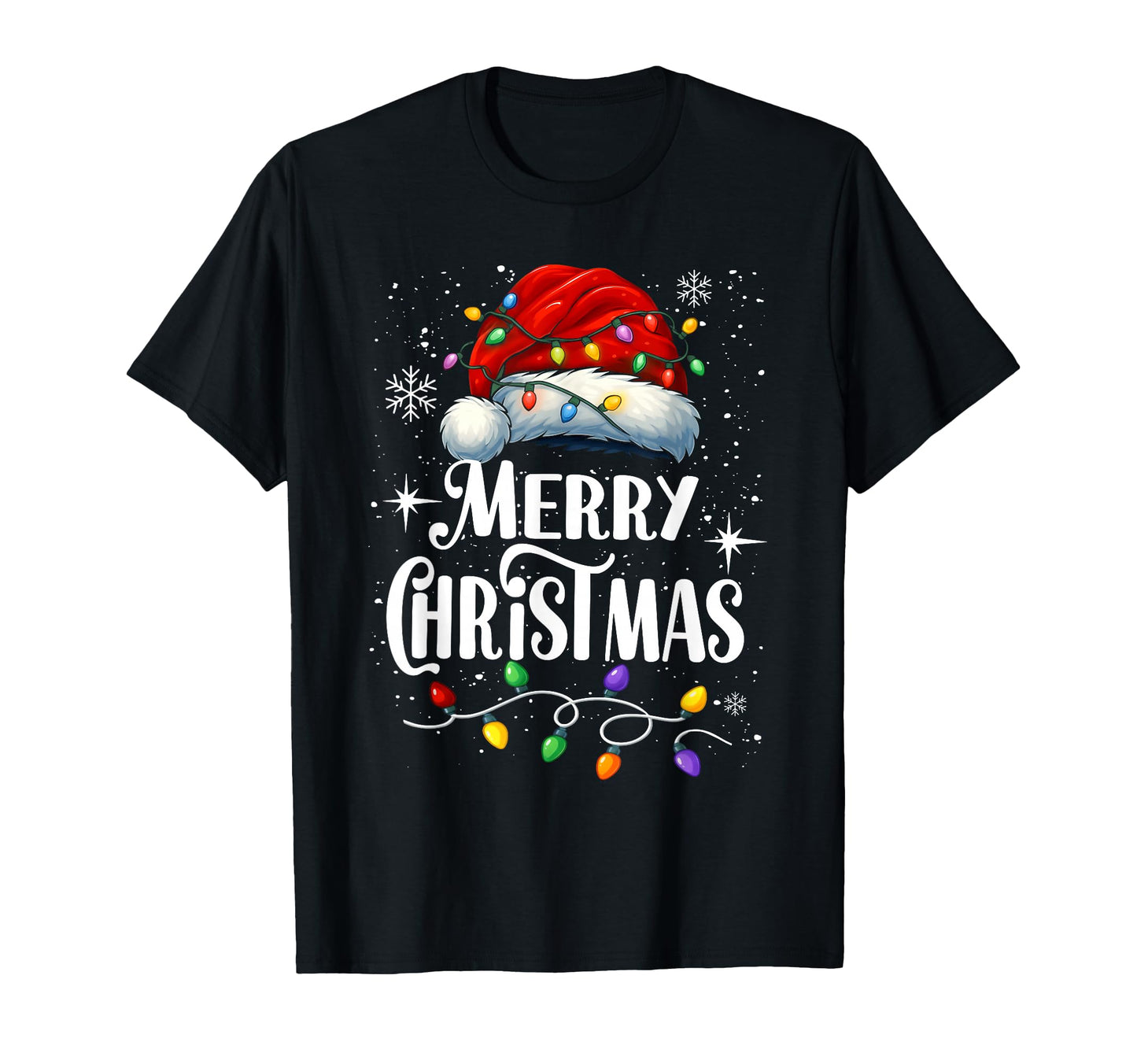 Merry Lights Santa Hat Family T-Shirt - Custom Art Print for Adults - T-Shirt, Sweatshirt, Hoodie