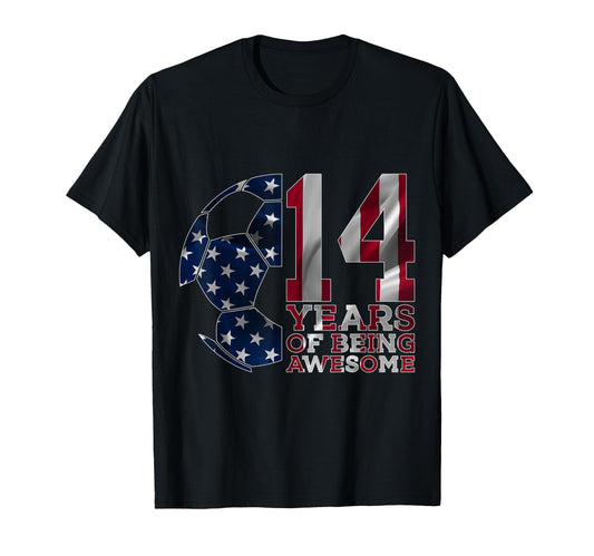14 Years Being Awesome Soccer 14Th T-Shirt - Minimalist Print for Adults - T-Shirt, Sweatshirt, Hoodie