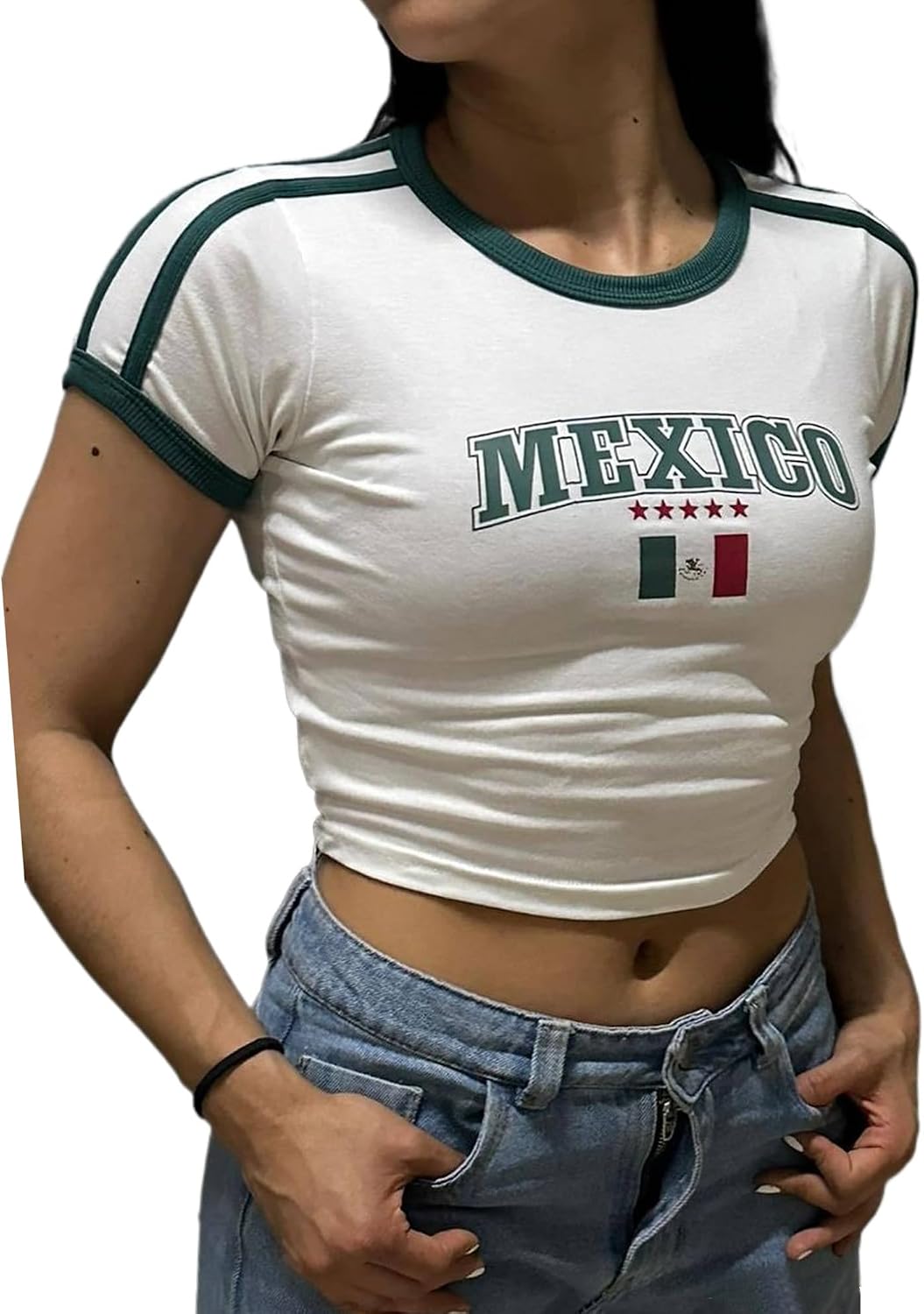 Mexico Jersey Shirt Women Summer Y2k Graphic Baby Tees Short Sleeve Cute Crop Tops Mexican Vintage 2000s Clothing sports jersey product view 1