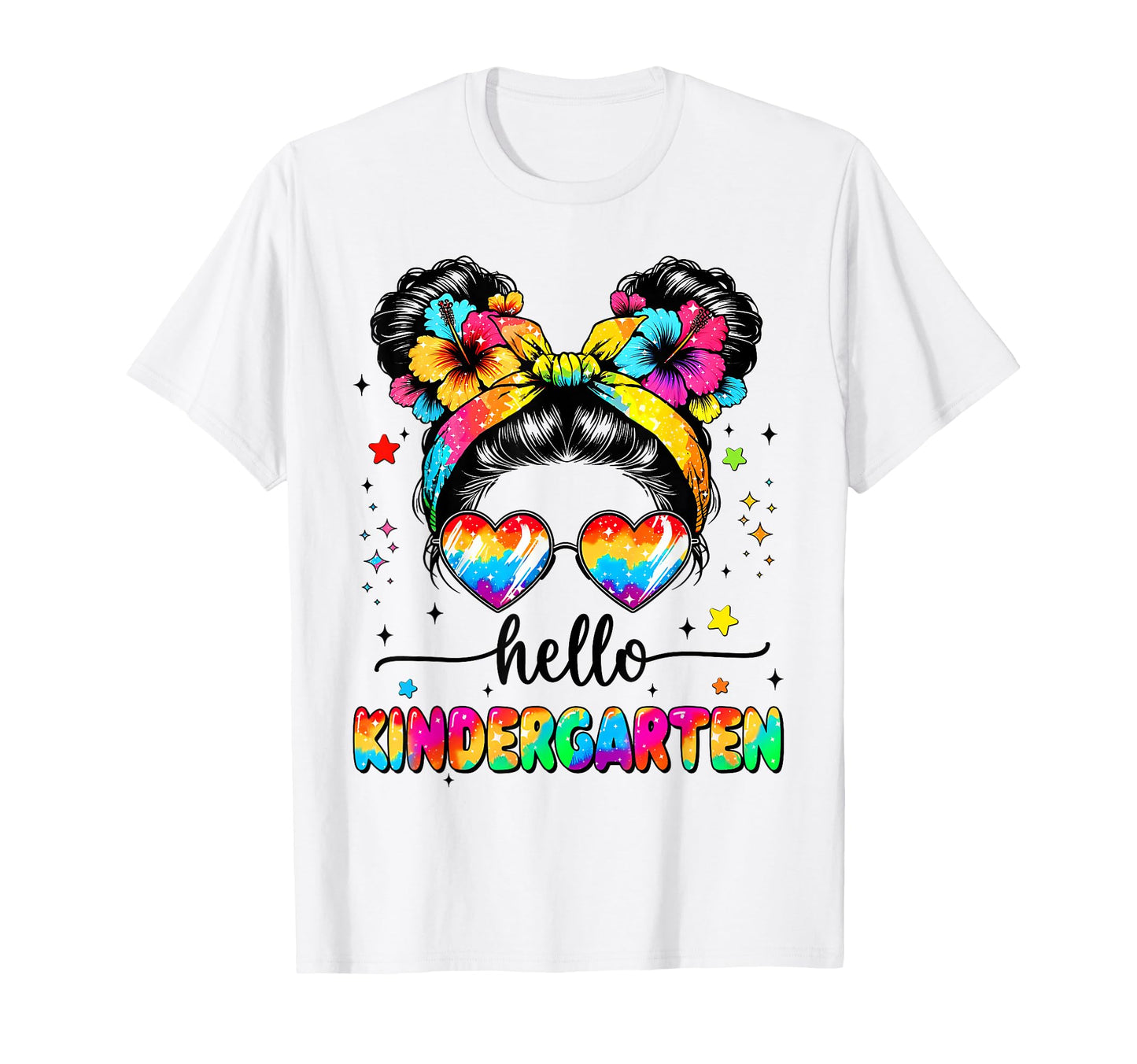 Hello Kindergarten Messy Bun First Day T-Shirt - Minimalist Print Unisex - T-Shirt, Sweatshirt, Hoodie