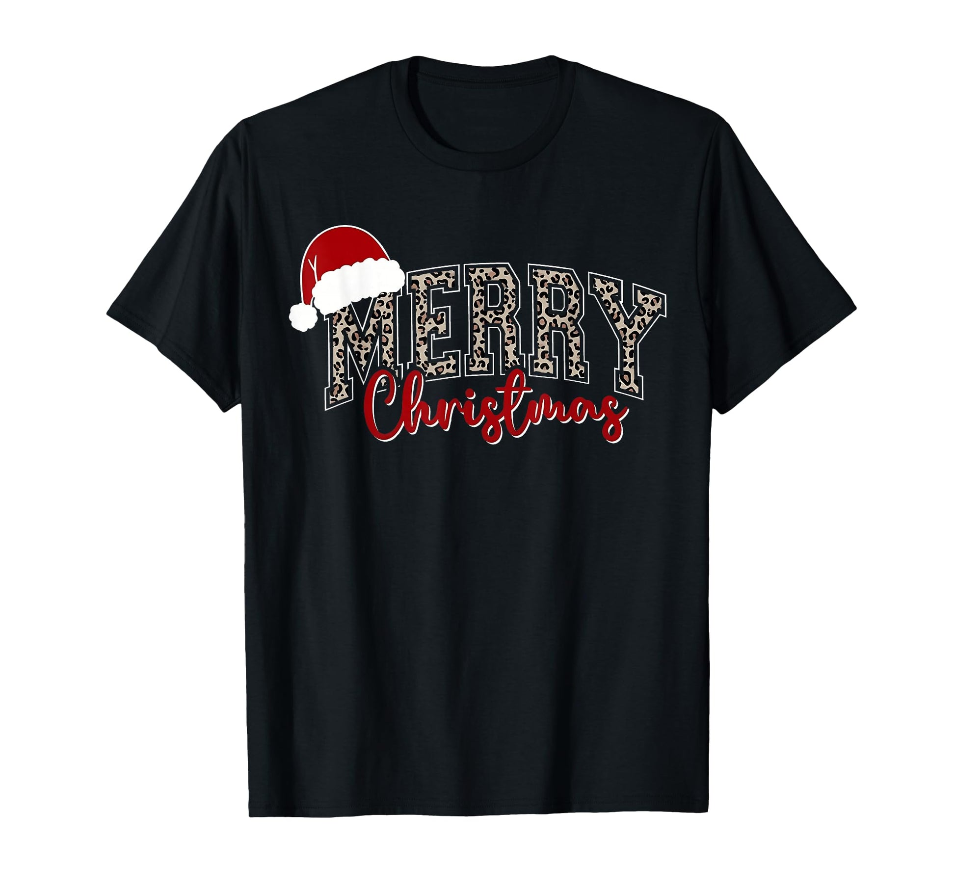 Merry Leopard Santa Hat Cheetah Pajamas T-Shirt - Trendy Graphic Men Women - T-Shirt, Sweatshirt, Hoodie