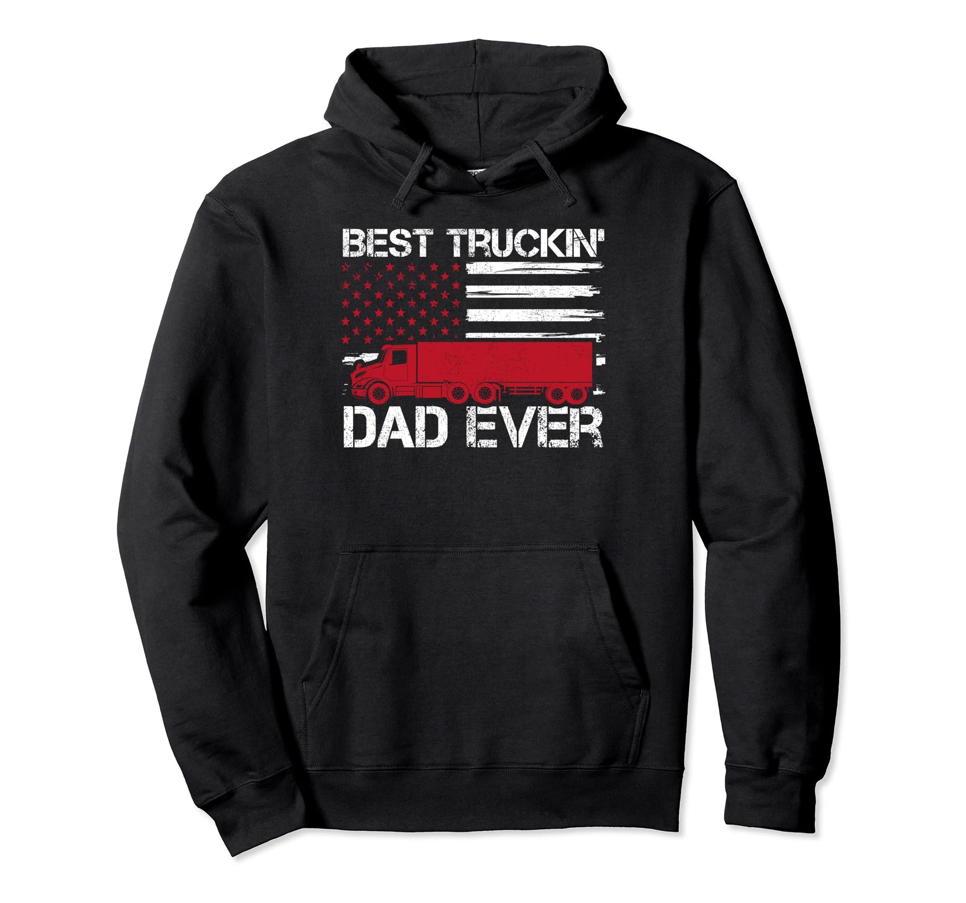 American Flag Best Truckin Dad Hoodie - Fun Novelty Design for Adults - T-Shirt, Sweatshirt, Hoodie
