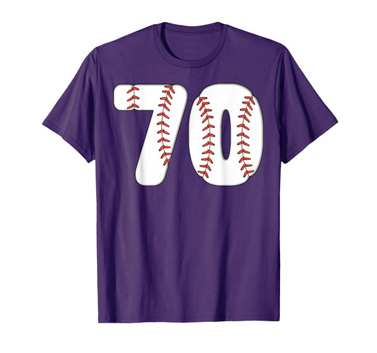 Baseball Number 70 Baseball Birthday T-Shirt - Minimalist Print Men Women - T-Shirt, Sweatshirt, Hoodie