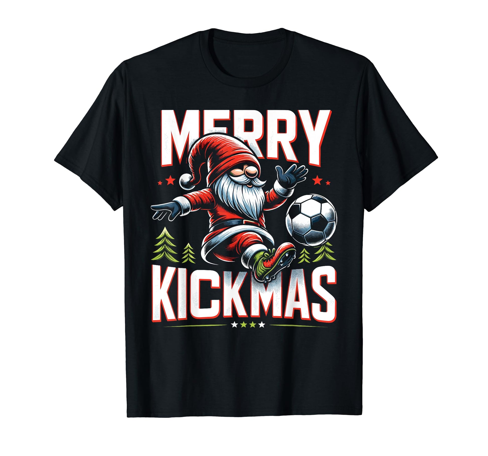 Soccer Gnome Merry Kickmas Soccer T-Shirt - Custom Art Print Men Women - T-Shirt, Sweatshirt, Hoodie