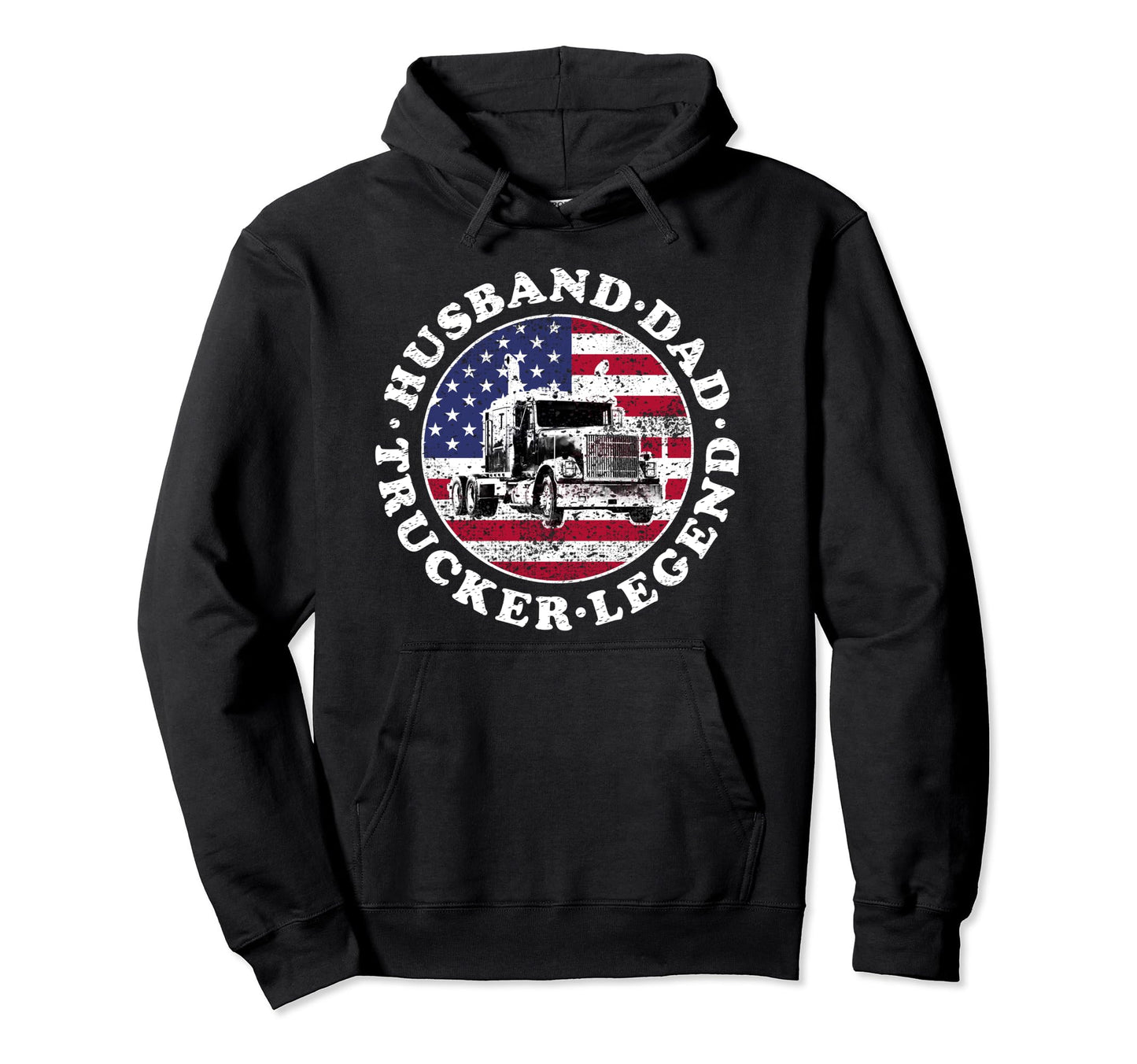 Husband Dad Trucker Legend Fathers Day Hoodie - Unique Graphic Men Women - T-Shirt, Sweatshirt, Hoodie