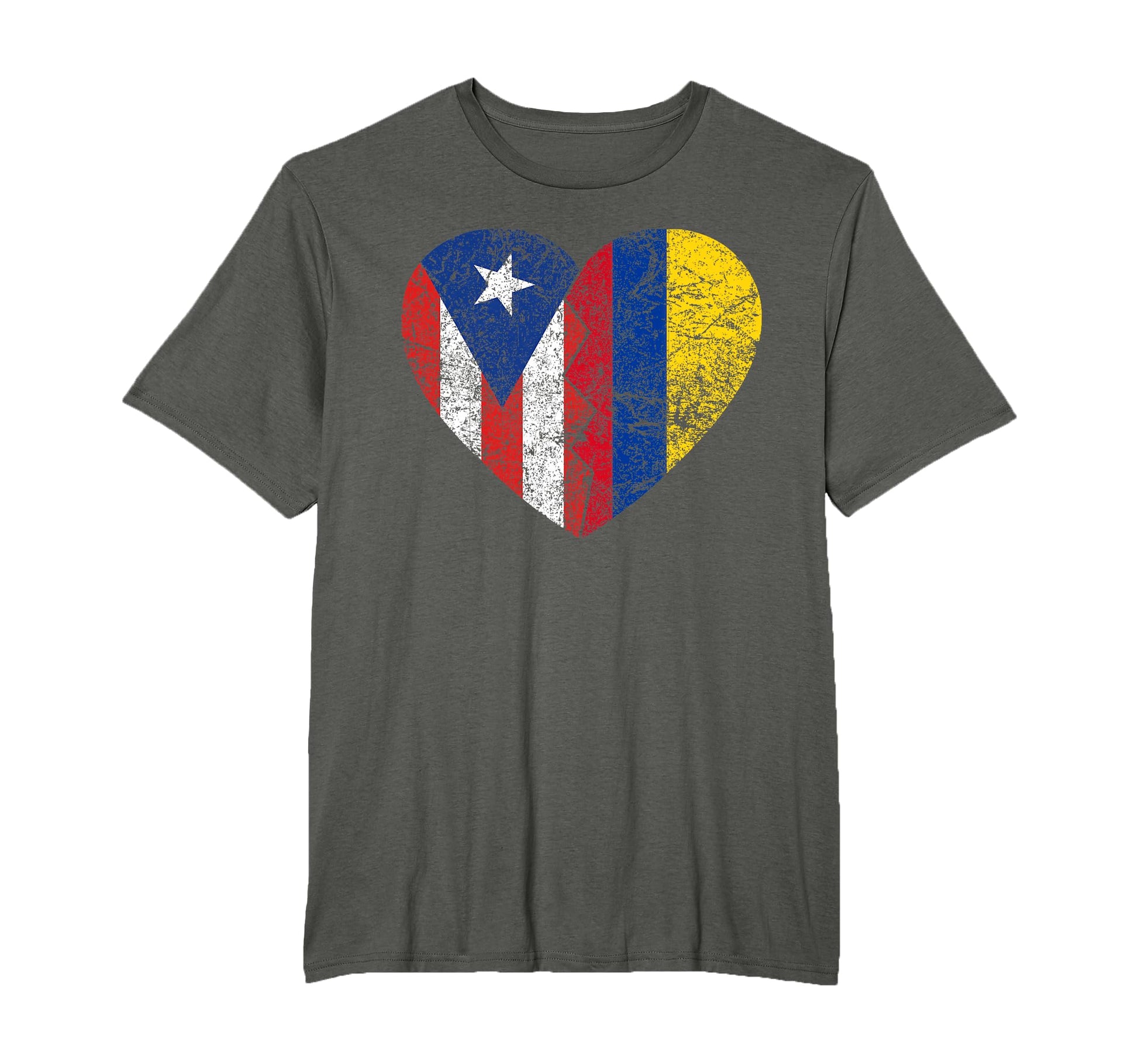 Colombian Puerto Rican Flags Heart T-Shirt - Graphic Print Men Women - T-Shirt, Sweatshirt, Hoodie