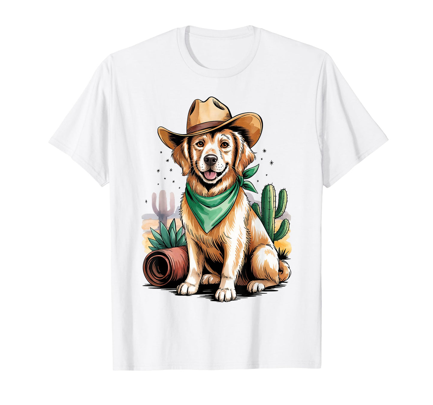 Golden Retriever Cowboy Dog Western T-Shirt - Aesthetic Graphic for Adults - T-Shirt, Sweatshirt, Hoodie