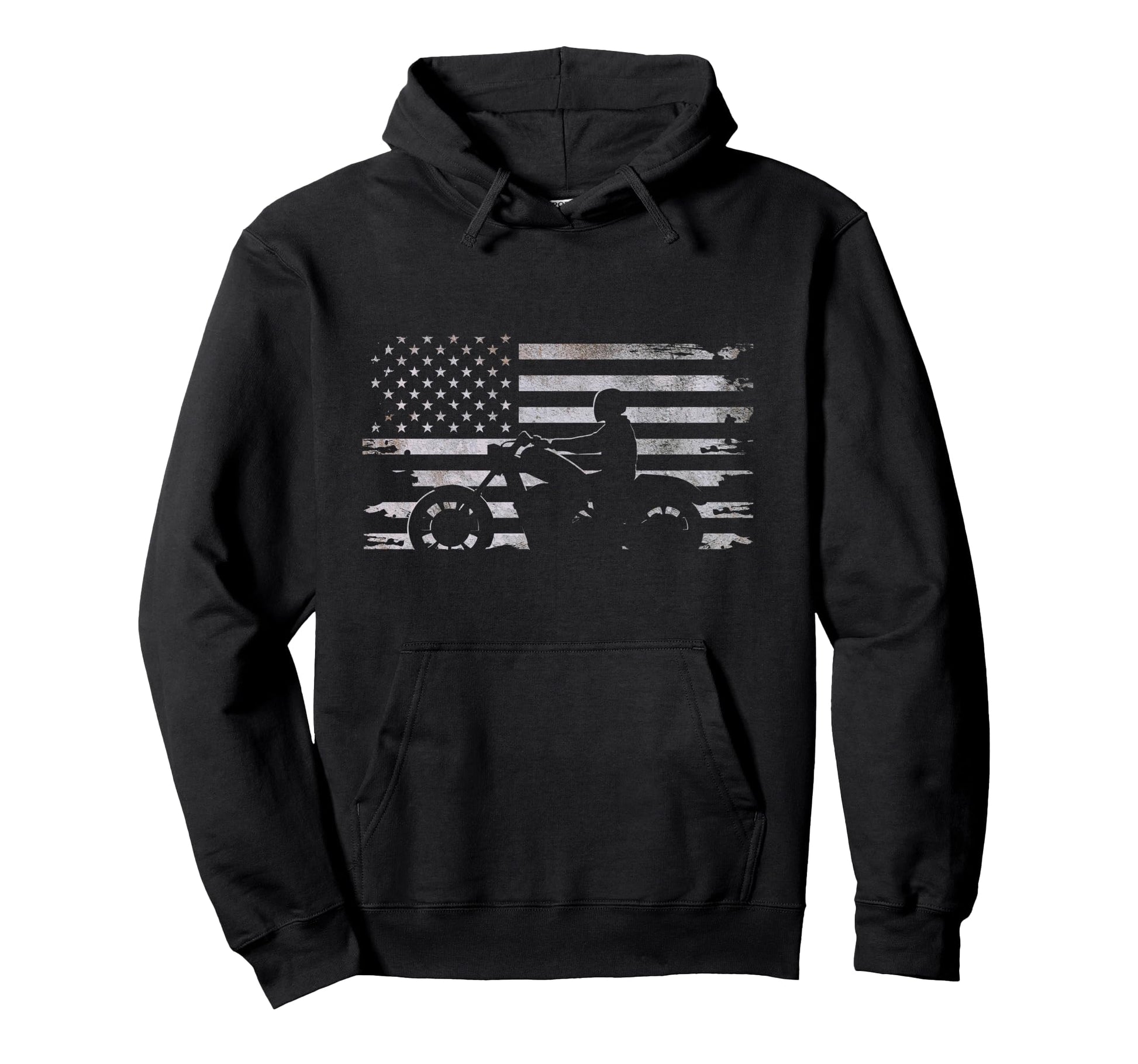 American Flag Motorcycle Motorcycle Hoodie - Graphic Print for Adults - T-Shirt, Sweatshirt, Hoodie