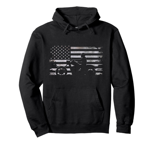 American Flag Motorcycle Motorcycle Hoodie - Graphic Print for Adults - T-Shirt, Sweatshirt, Hoodie