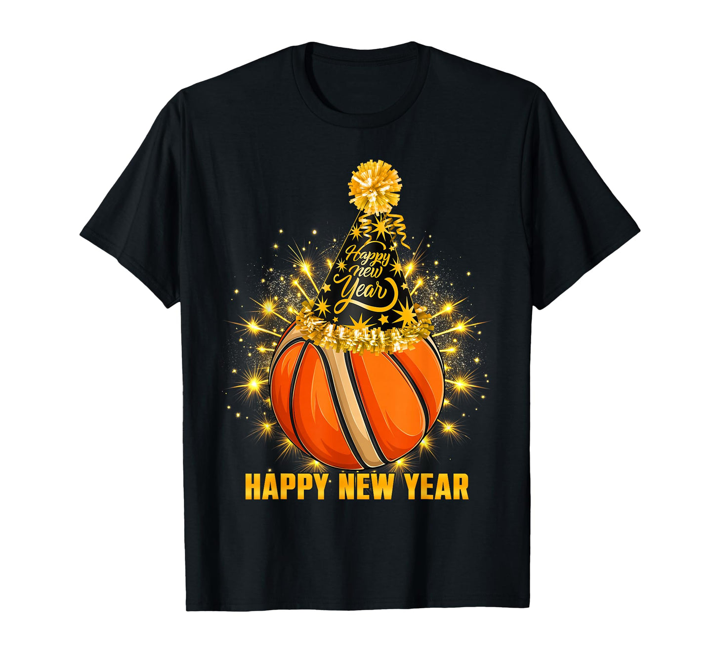 Happy New Year 2026 Basketball Party Hat T-Shirt - Trendy Graphic Unisex - T-Shirt, Sweatshirt, Hoodie