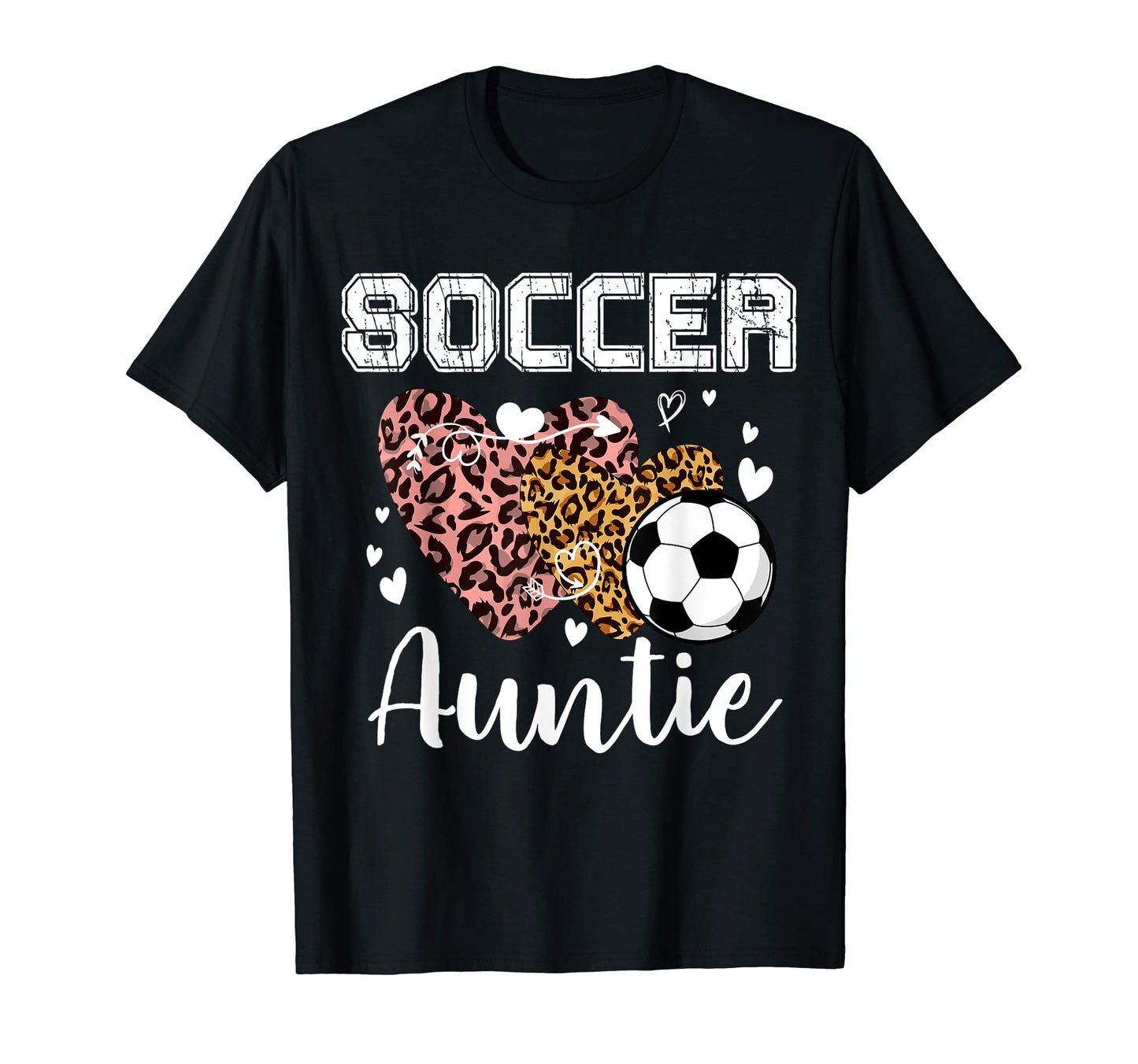Soccer Auntie Heart Leopard Grandma T-Shirt - Minimalist Print Men Women - T-Shirt, Sweatshirt, Hoodie