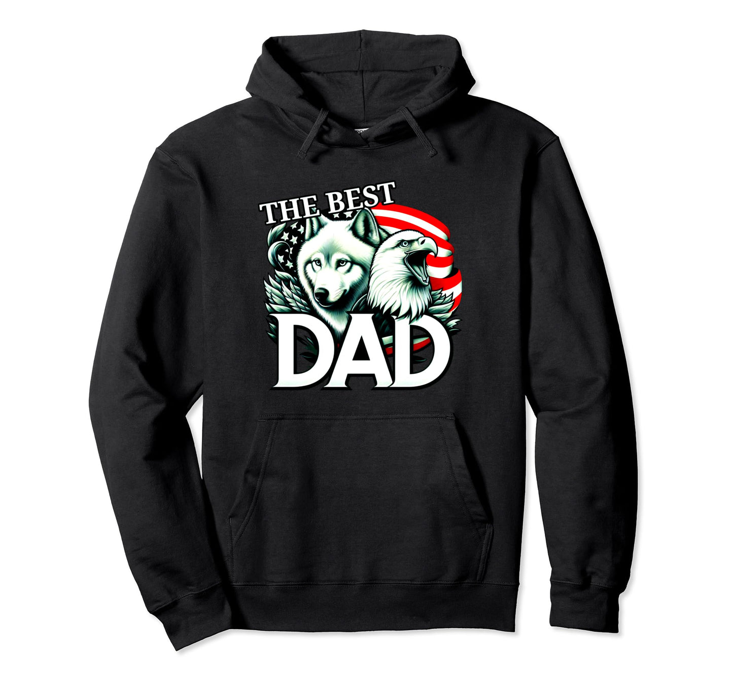 Best Dad Wolf Bald Eagle American Hoodie - Aesthetic Graphic Men Women - T-Shirt, Sweatshirt, Hoodie