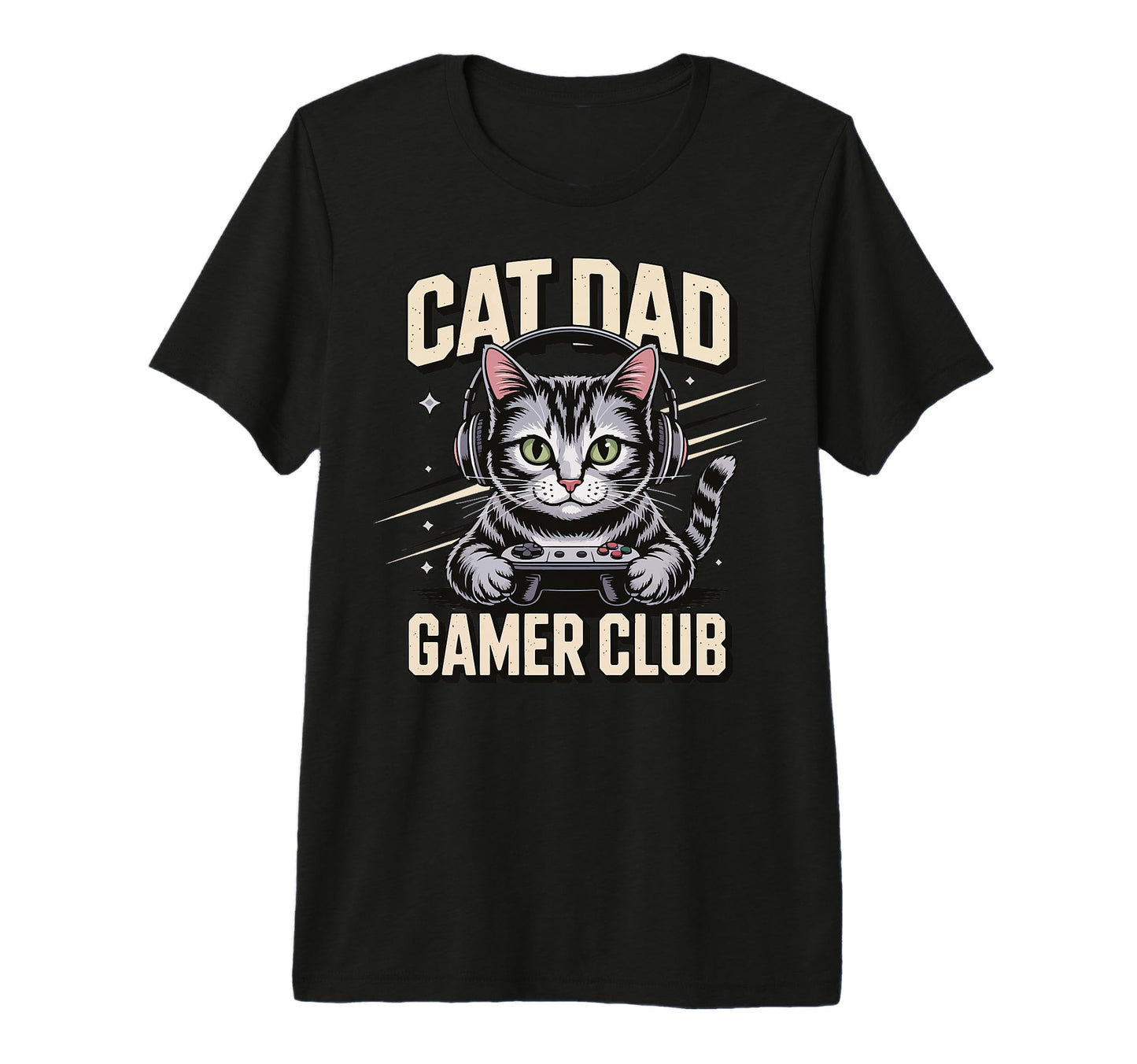 Mens Cat Dad Gamer Club Tri Blend T-Shirt - Casual Everyday Wear Unisex - T-Shirt, Sweatshirt, Hoodie