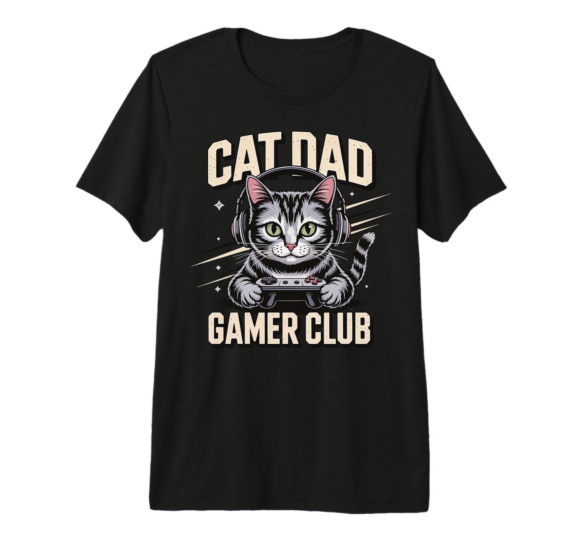 Mens Cat Dad Gamer Club Tri Blend T-Shirt - Casual Everyday Wear Unisex - T-Shirt, Sweatshirt, Hoodie