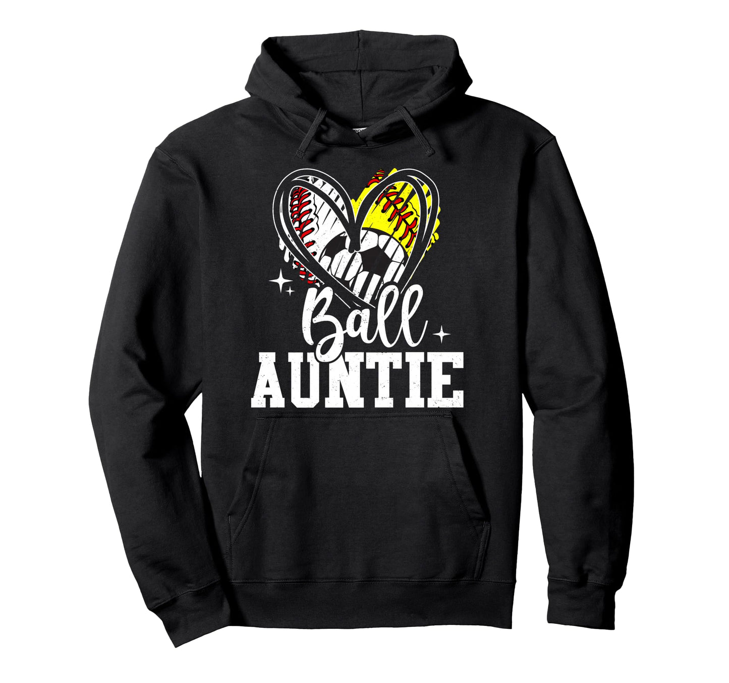 Ball Auntie Baseball Softball Soccer Aunt Hoodie - Unique Graphic Unisex - T-Shirt, Sweatshirt, Hoodie