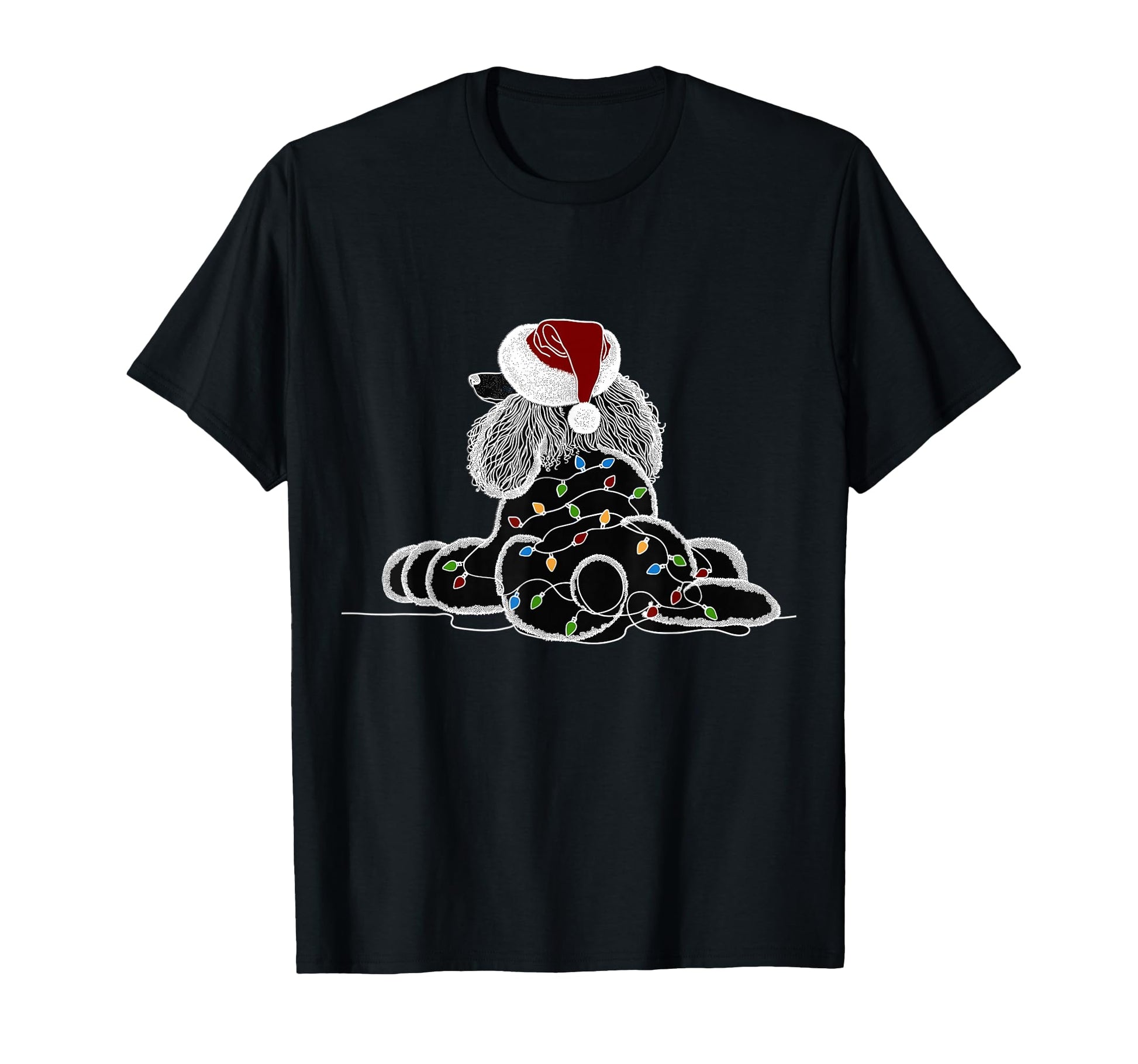 Poodle Santa Tree Lights Ugly Pajamas T-Shirt - Trendy Graphic Men Women - T-Shirt, Sweatshirt, Hoodie