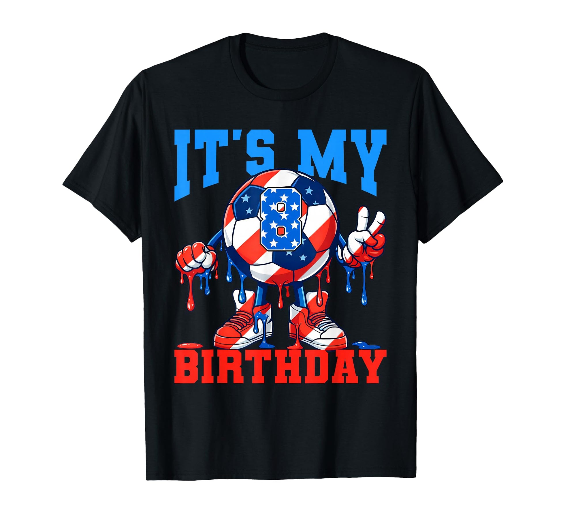 8 Year Old Its My 8Th Birthday Soccer T-Shirt - Custom Art Print Unisex - T-Shirt, Sweatshirt, Hoodie