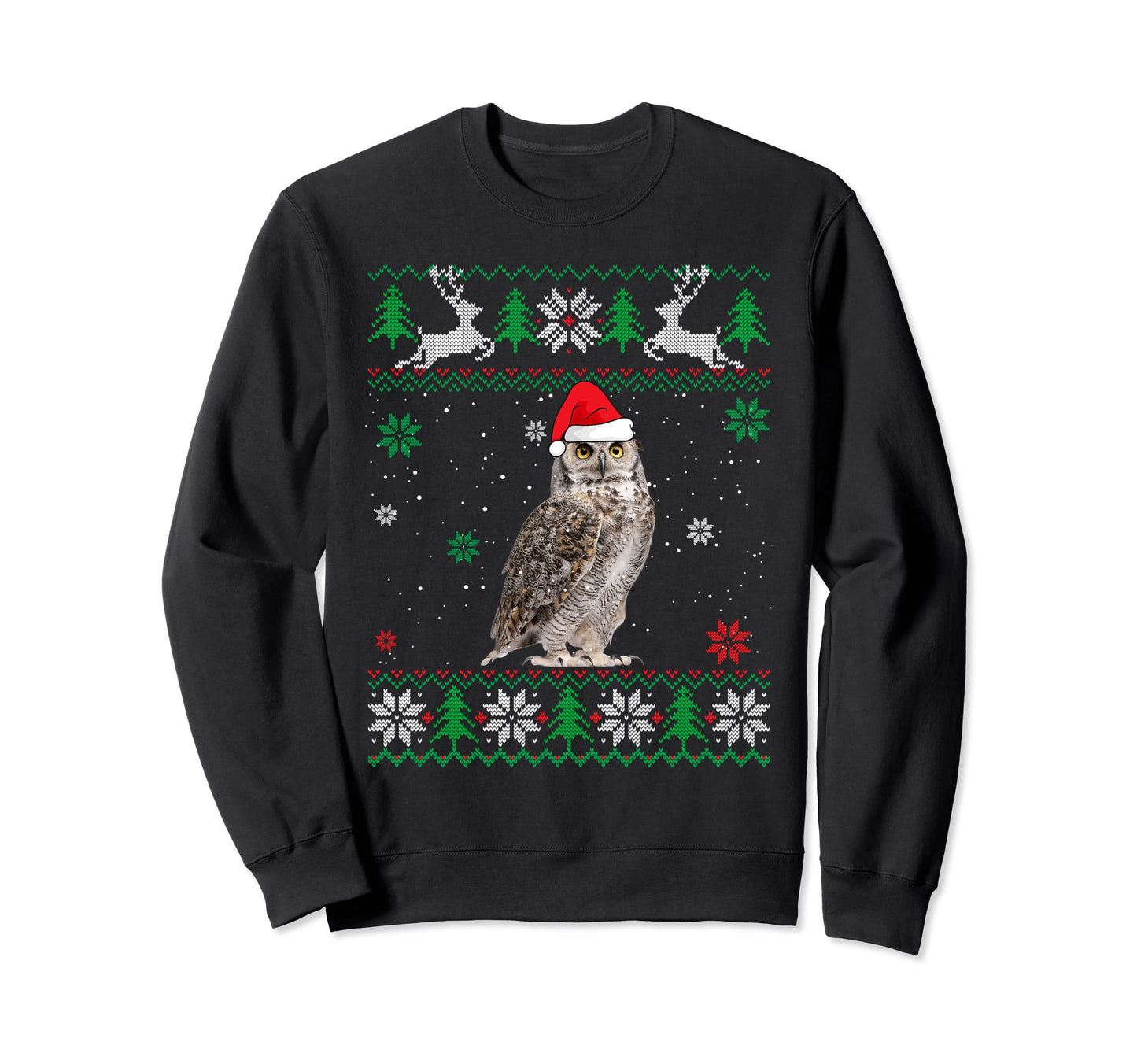 Ugly Owl Lover Santa Hat Animals Sweatshirt - Graphic Print for Adults - T-Shirt, Sweatshirt, Hoodie